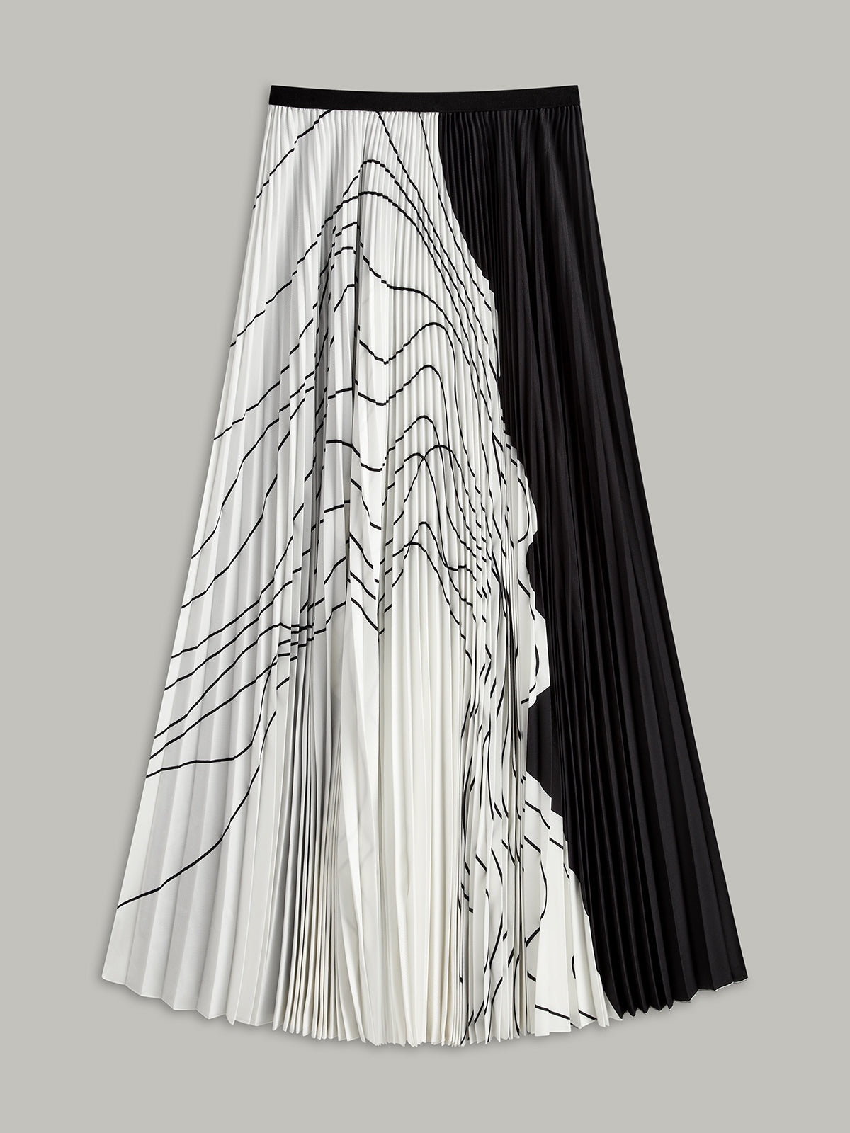 Pleated Abstract Print Skirt-Chicvia