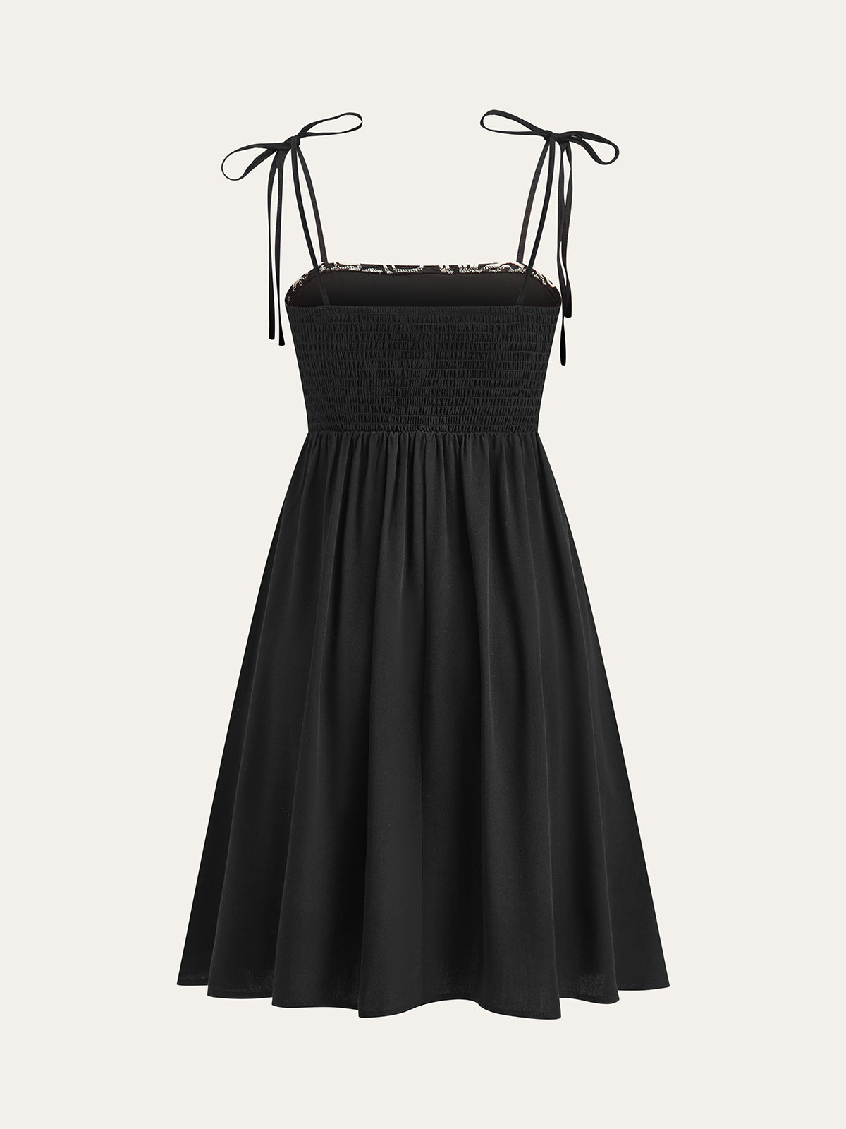 Embroidered Midi Dress with Tie-Up Straps-Chicvia