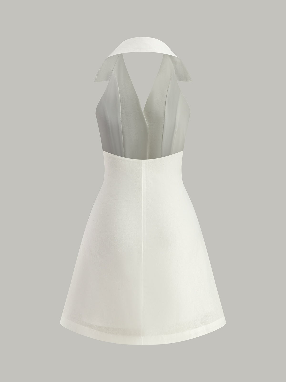 Halter Collar Button-Up Mini Dress-Chicvia