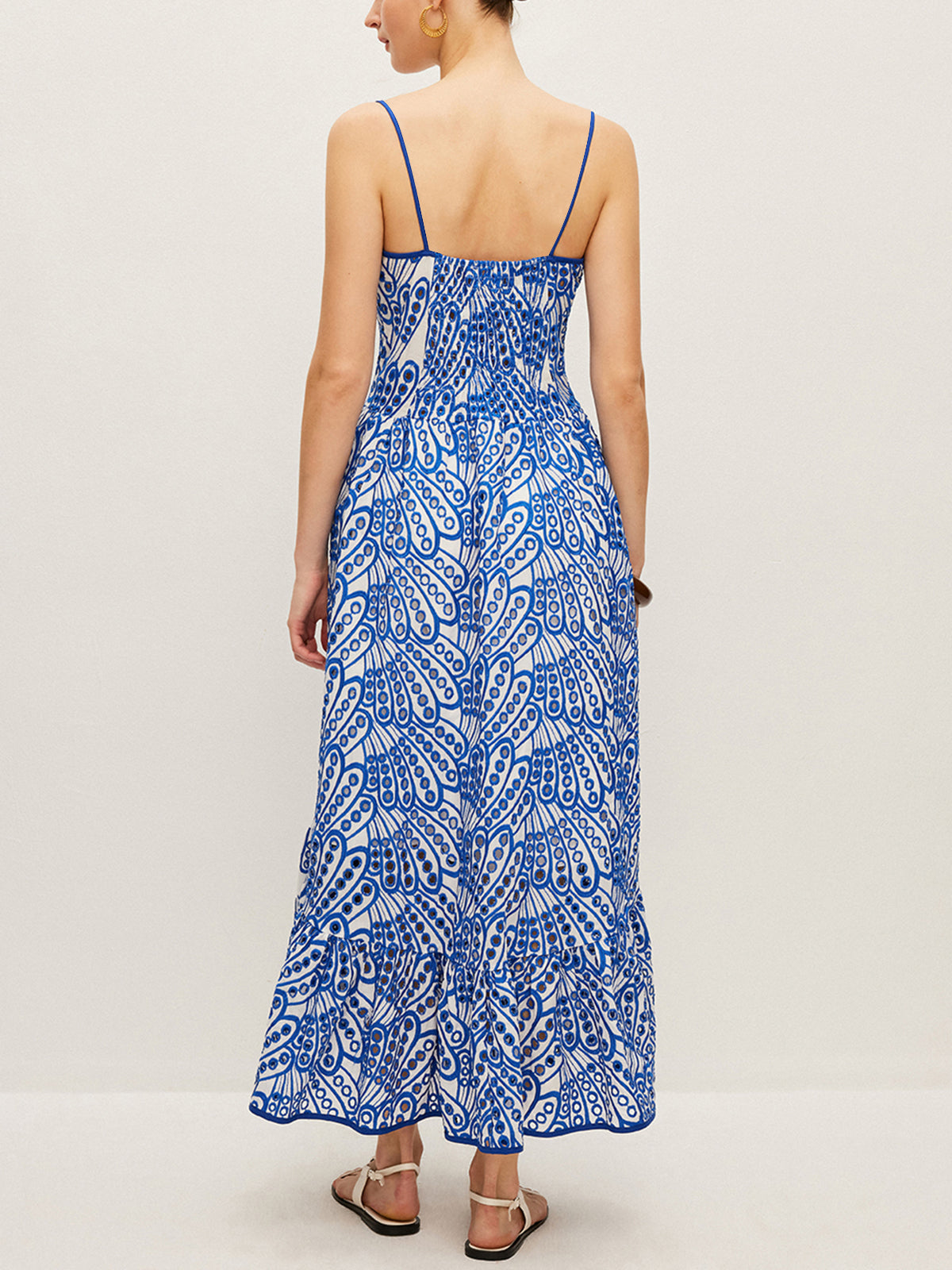 Cotton Embroidered Cami Dress-Chicvia