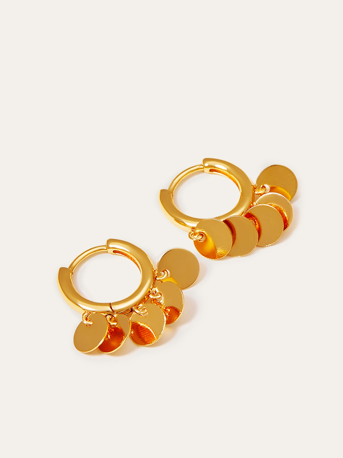 Dangling Disc Charm Hoop Earrings-Chicvia