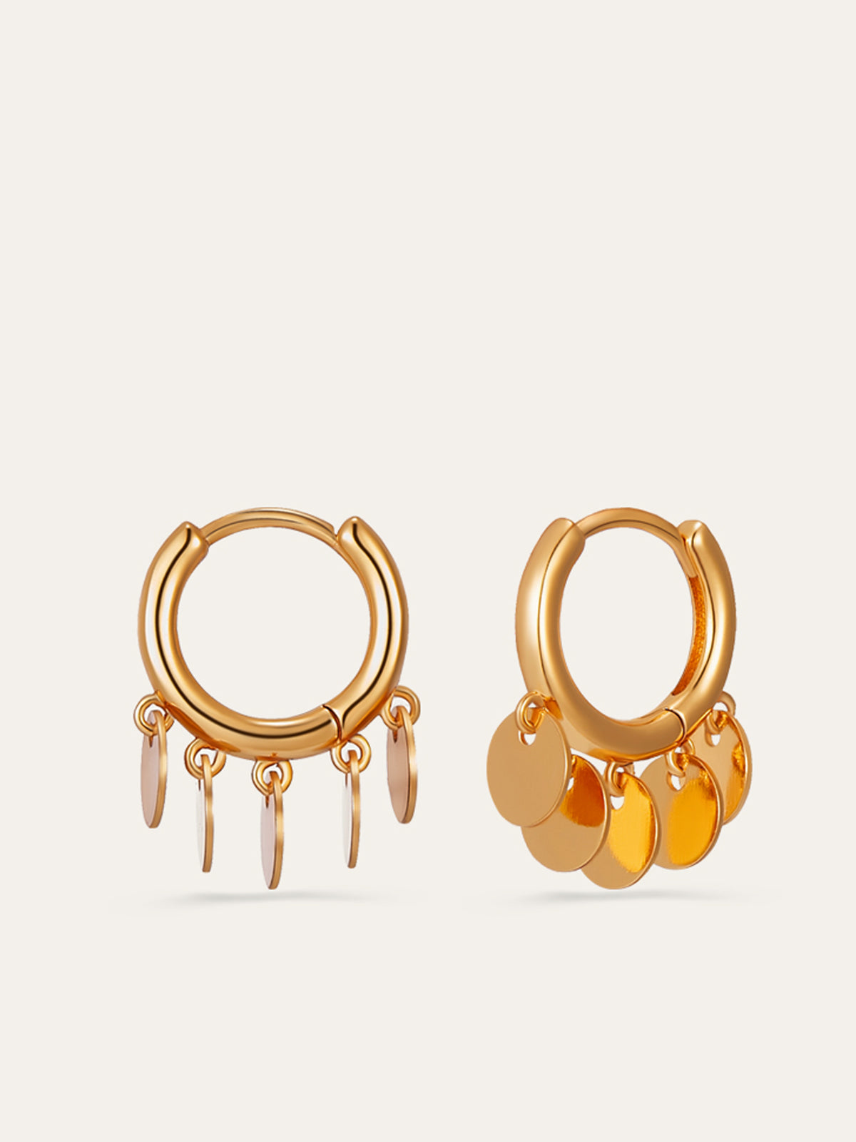 Dangling Disc Charm Hoop Earrings-Chicvia