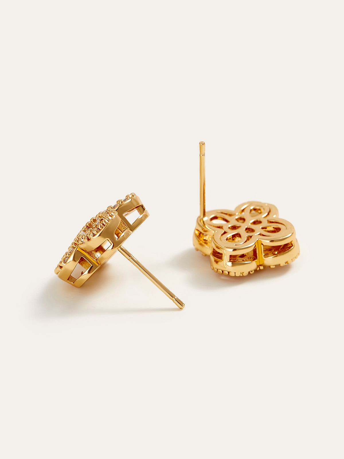 Golden Baguette Crystal Flower Earrings-Chicvia