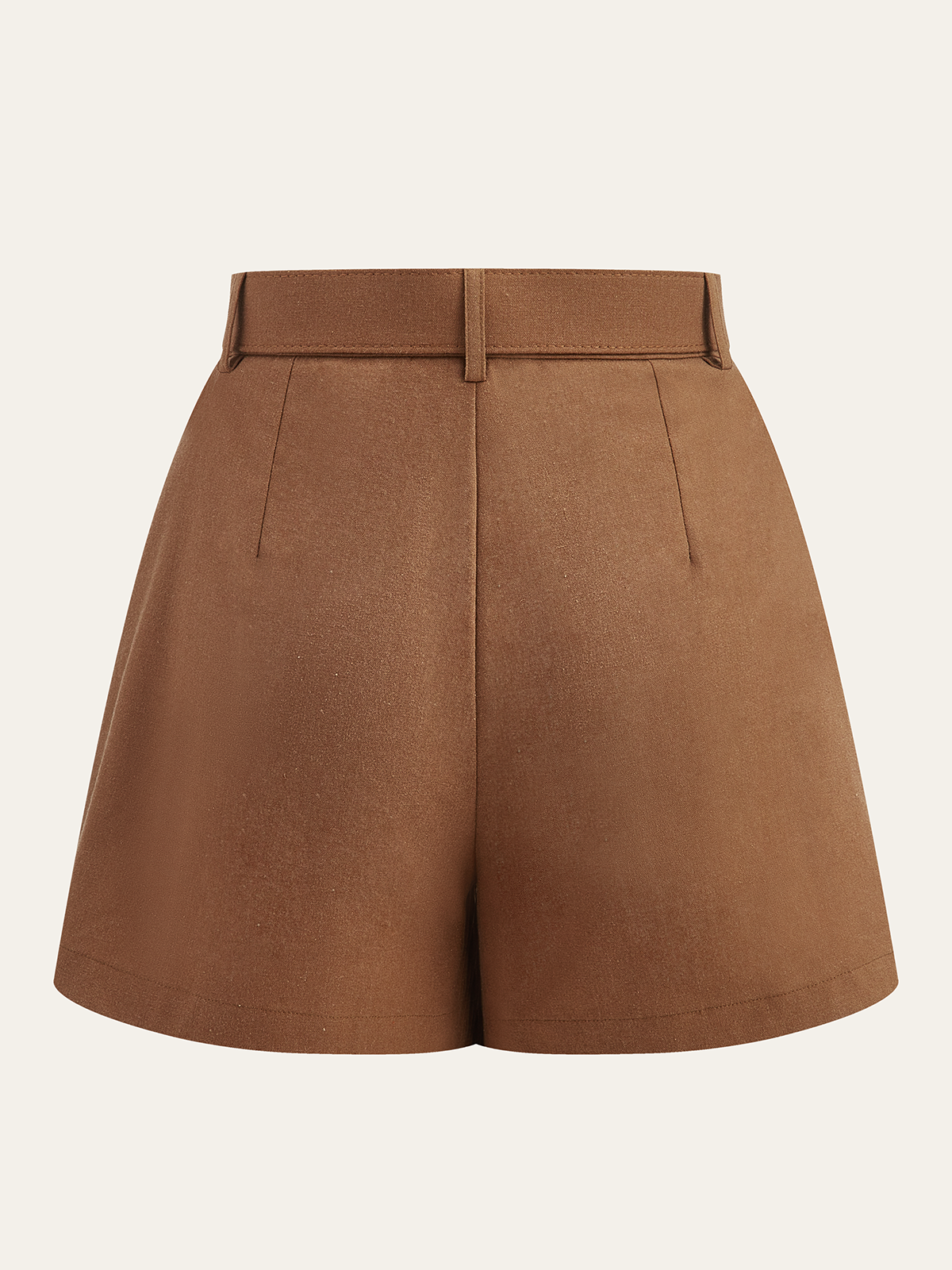 Belted Mid-Waisted Shorts-Chicvia