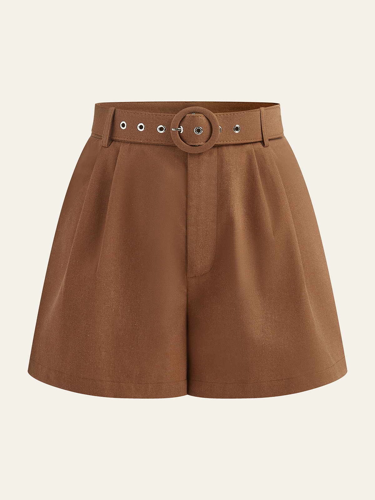 Belted Mid-Waisted Shorts-Chicvia