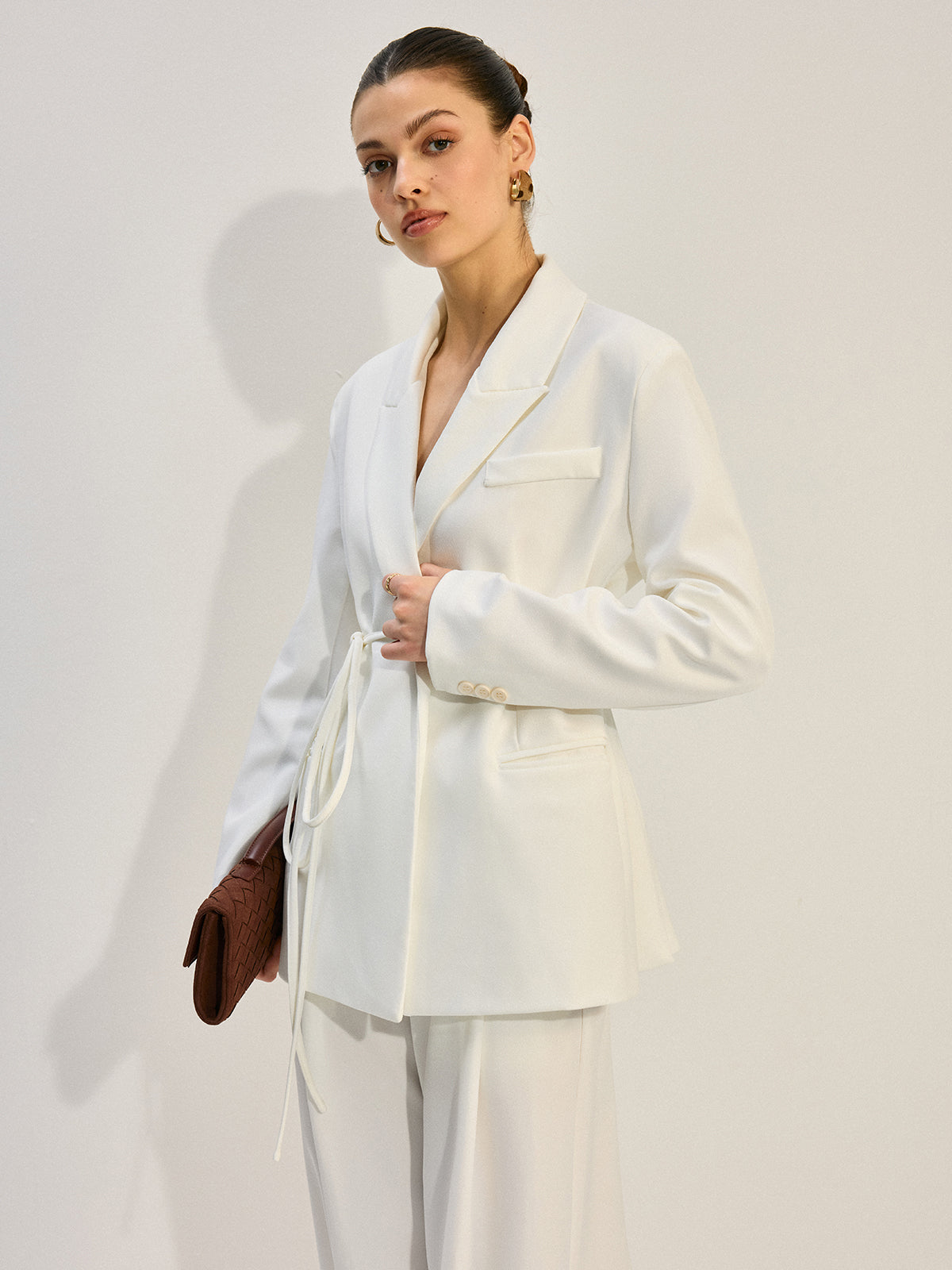 Oversized Belted Blazer-Chicvia