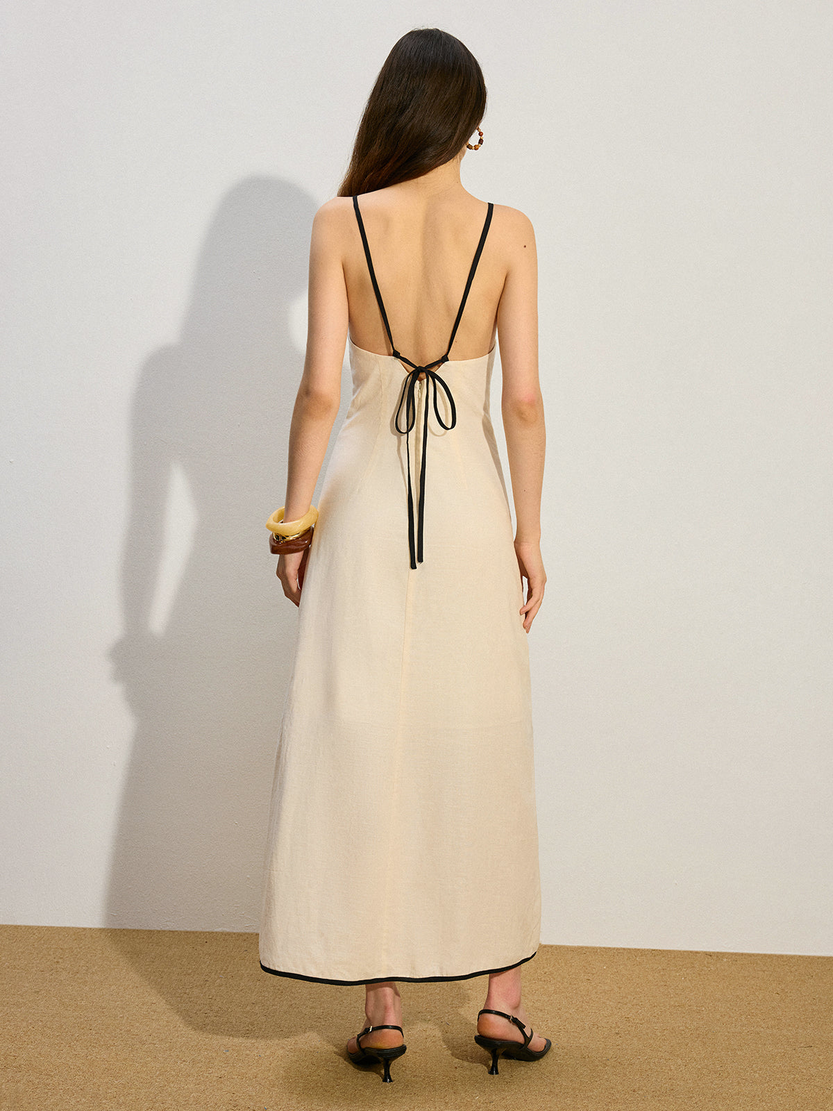 Linen & Cotton Maxi Dress-Chicvia