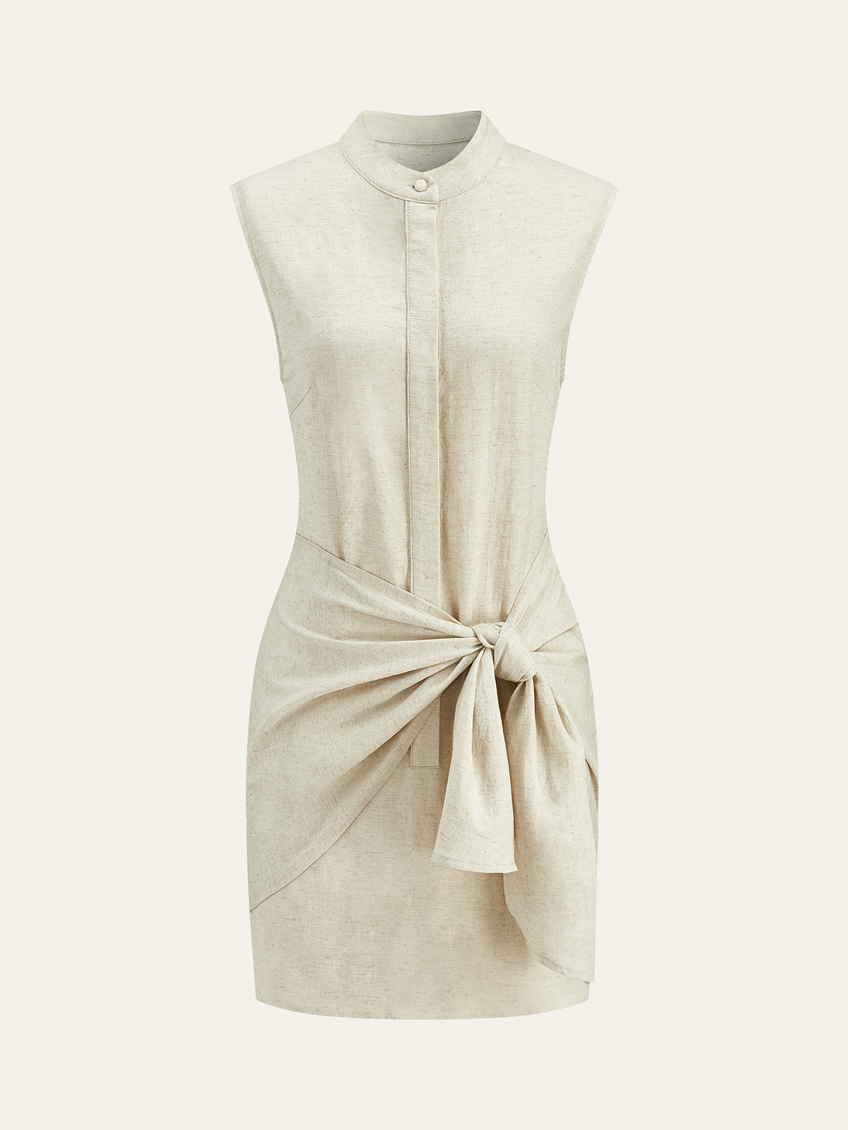 Linen Side-Knot Dress-Chicvia