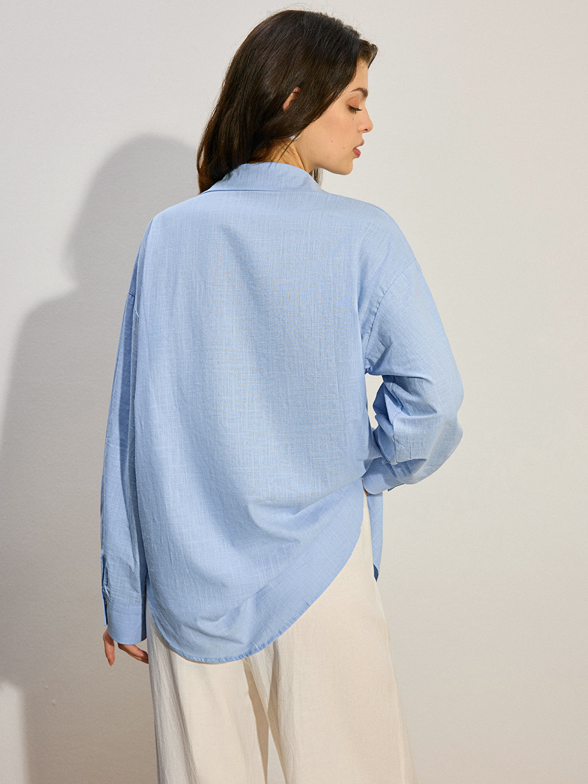 Oversized Button-Down Shirt-Chicvia