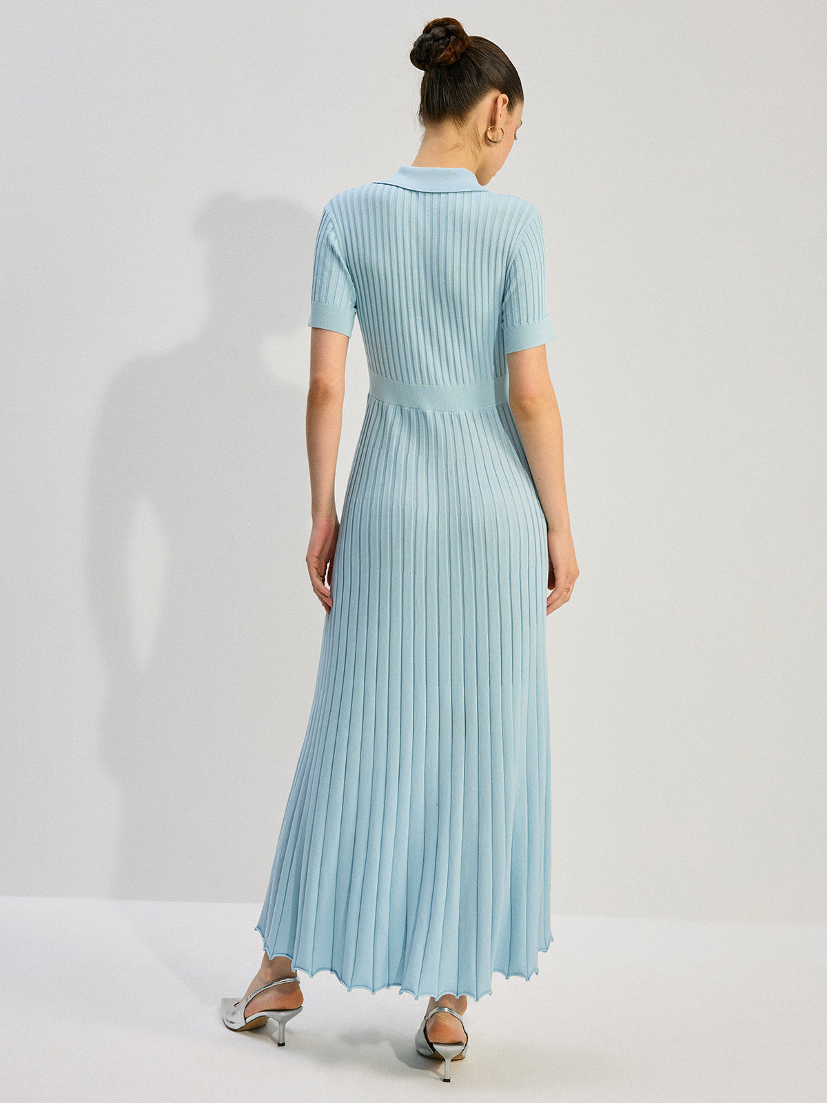 Knit Button-Front Maxi Dress-Chicvia