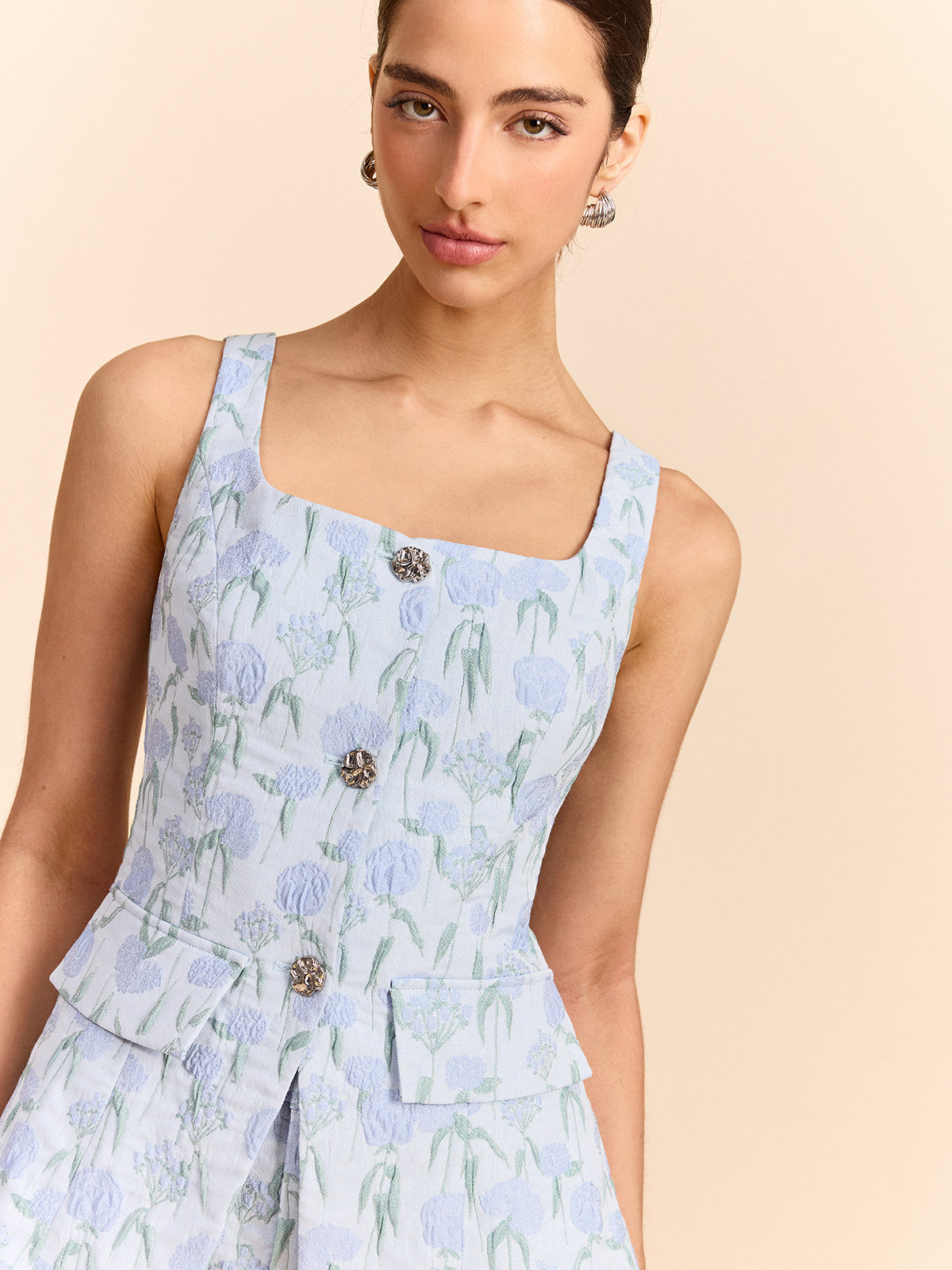 Floral Jacquard Vest-Chicvia