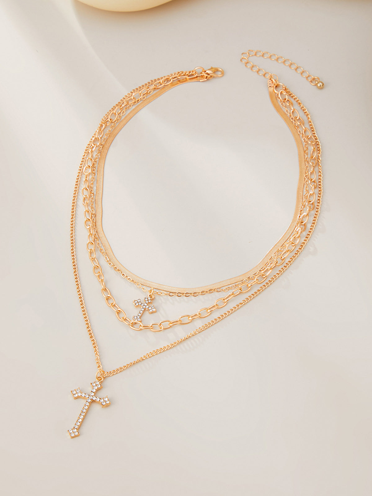 Cross Pendant Layered Necklace-Chicvia