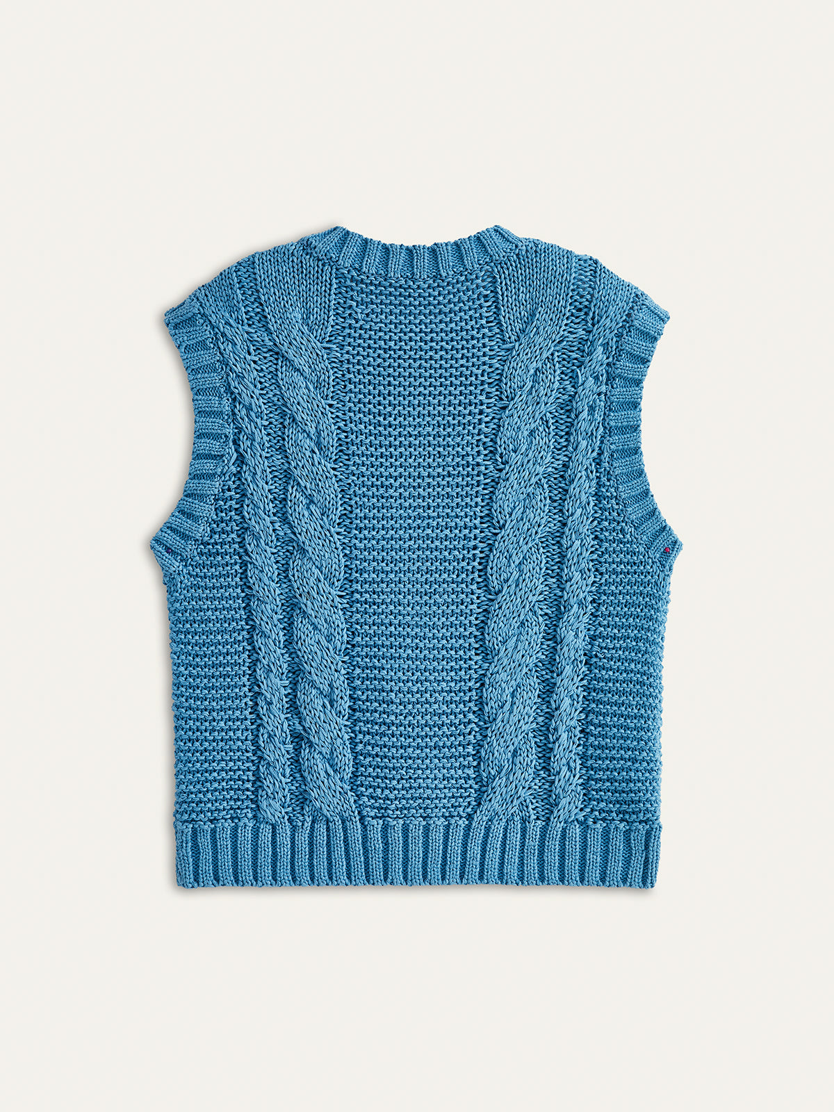 Cable-Knit Sleeveless Buttoned Vest-Chicvia