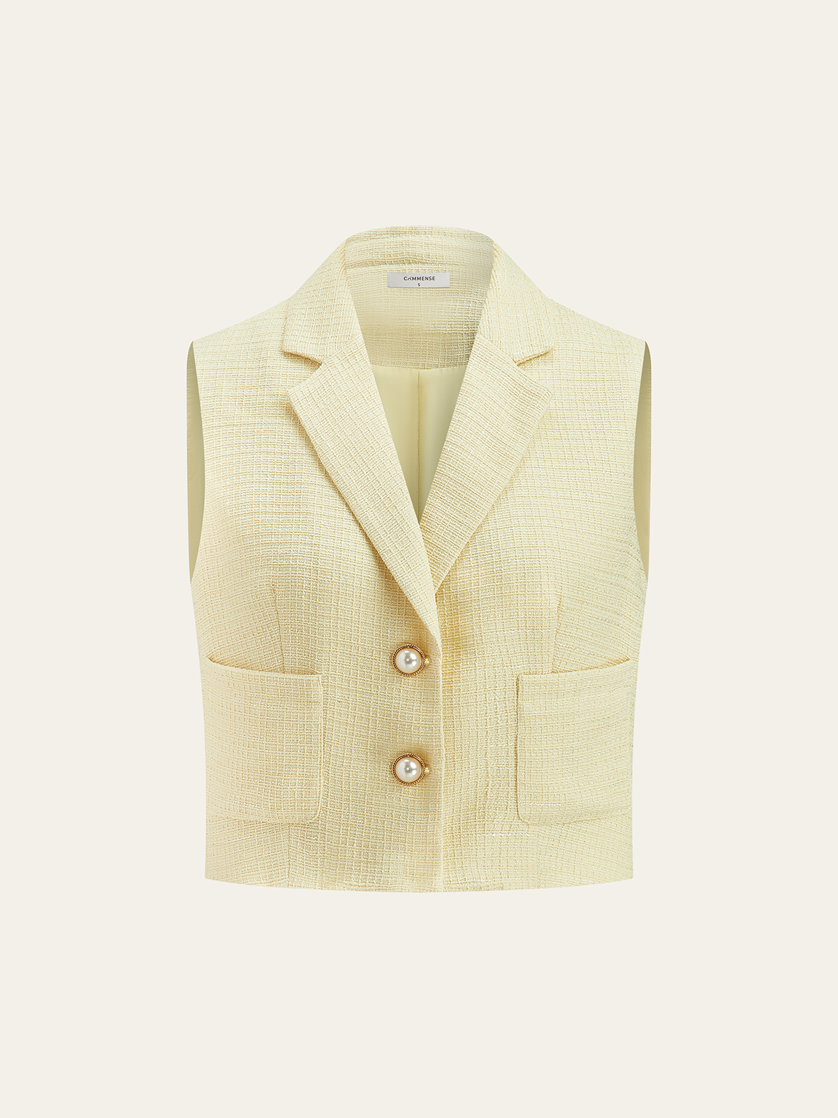 Pearl Button Tweed Vest and Shorts Set-Chicvia