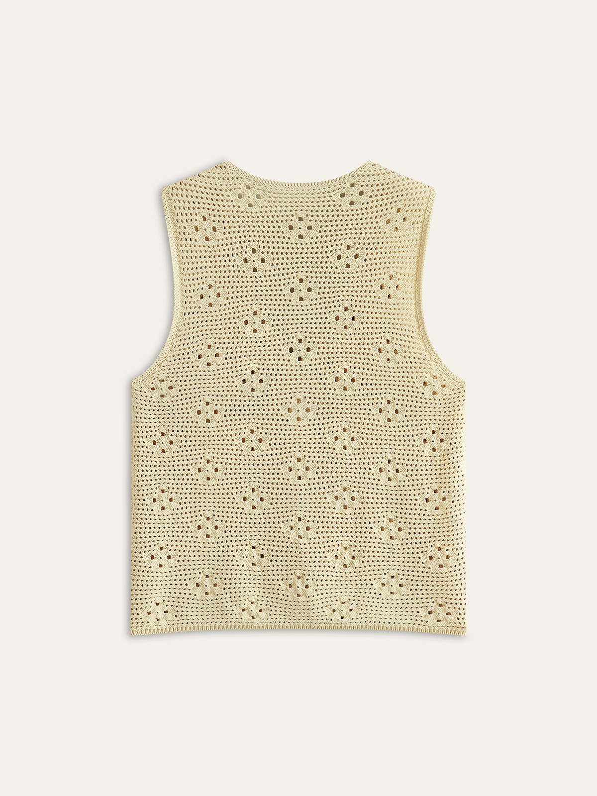 Crochet Knit Vest with Floral Detail-Chicvia