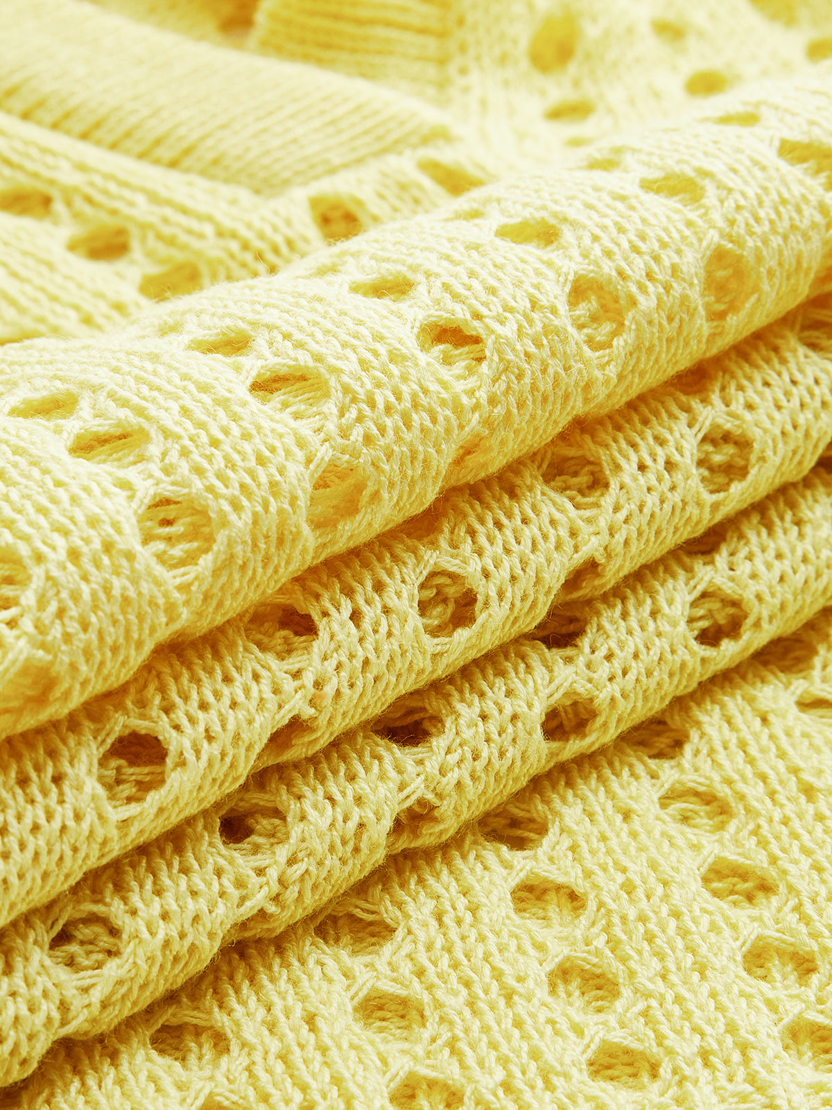 Openwork Knit Polo Top-Chicvia