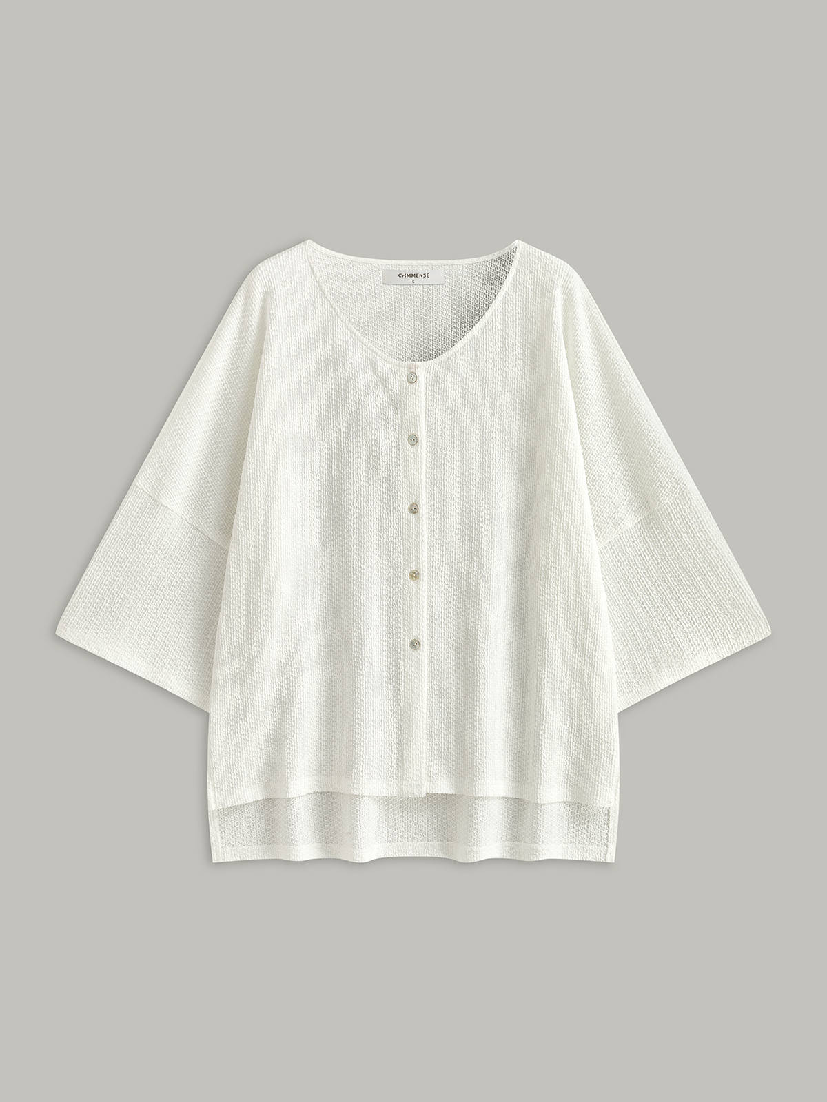 Button-Front Loose-Fit Shorts Set-Chicvia