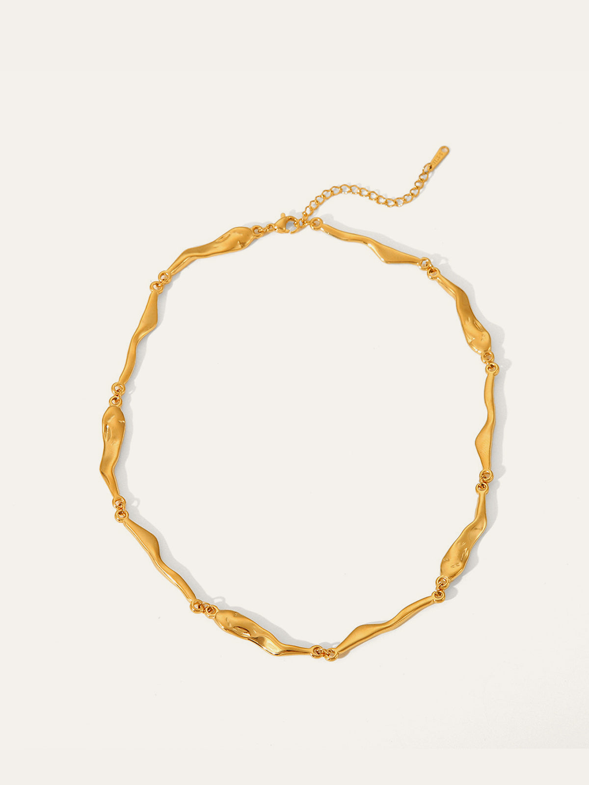 Golden Irregular Link Statement Necklace-Chicvia