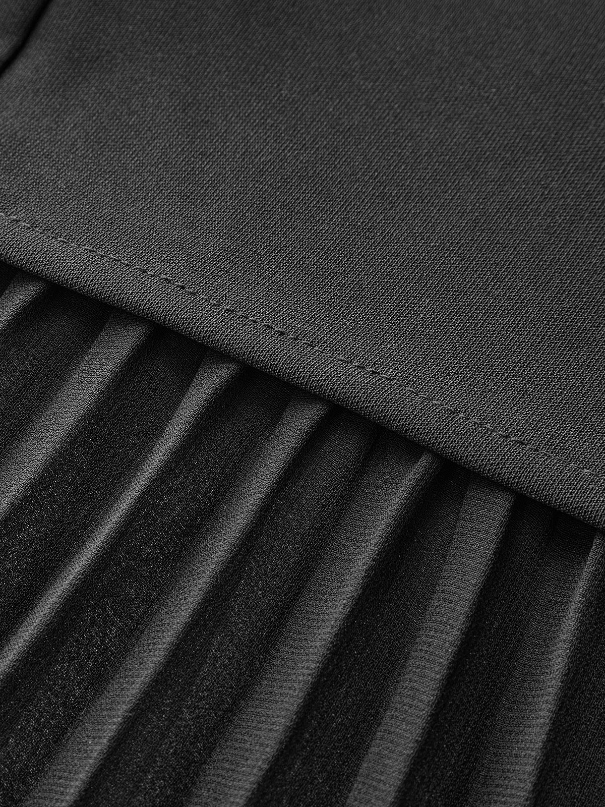 Pleated Mesh Hem Midi Skirt-Chicvia