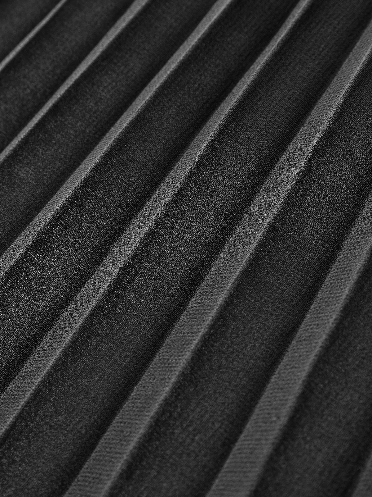 Pleated Mesh Hem Midi Skirt-Chicvia