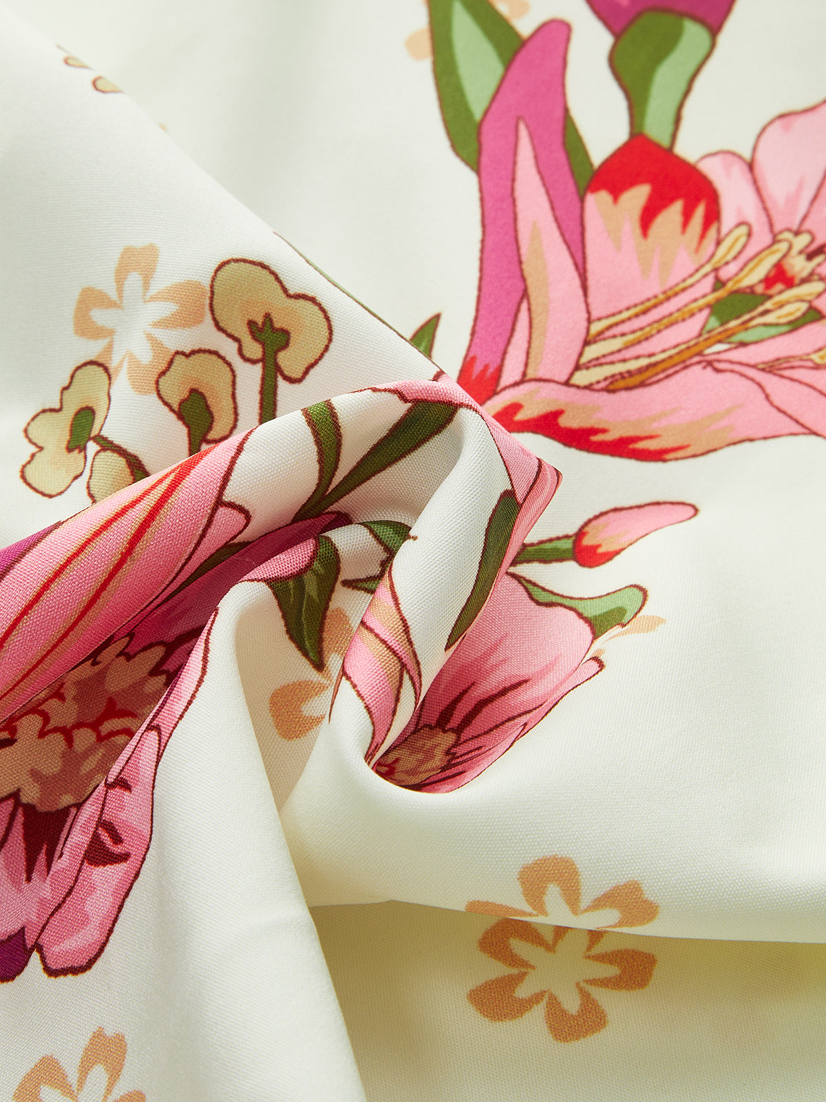 Floral Print V-Neck Tie-Back Bodysuit-Chicvia