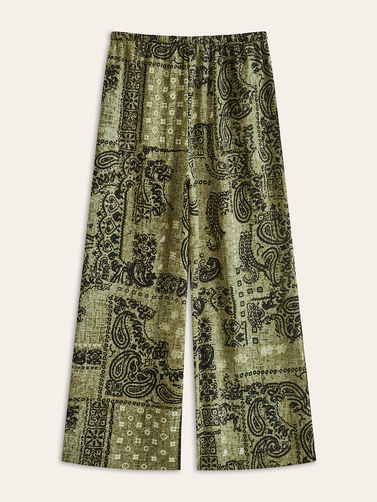 Paisley Print Wide-Leg Pants-Chicvia