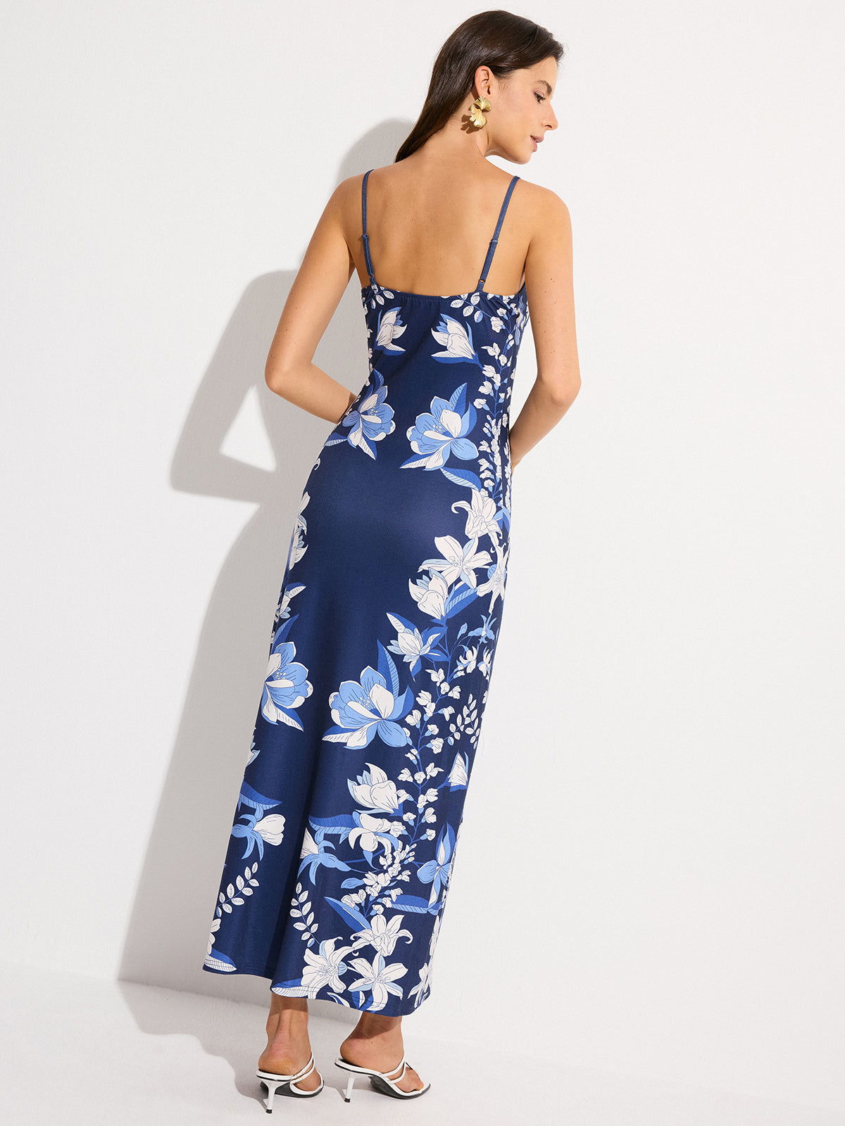 Floral Print Maxi Dress-Chicvia