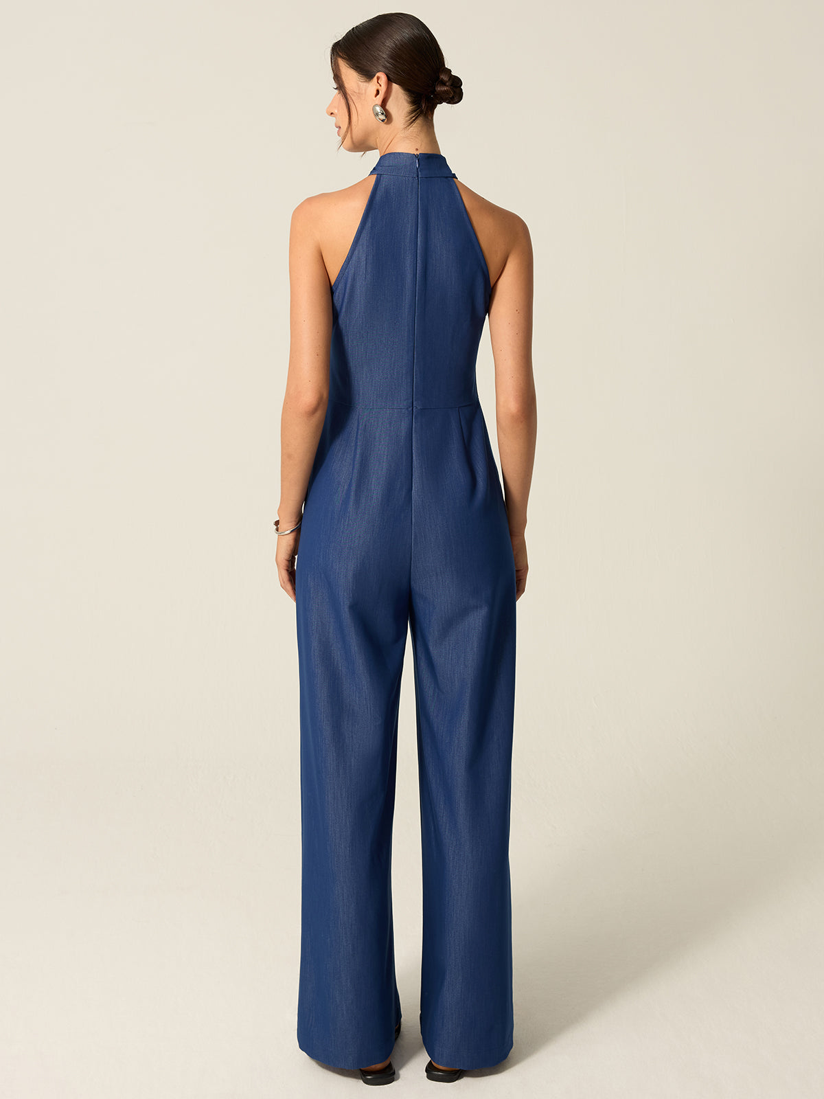 Pocketed Halter Wide-Leg Jumpsuit-Chicvia