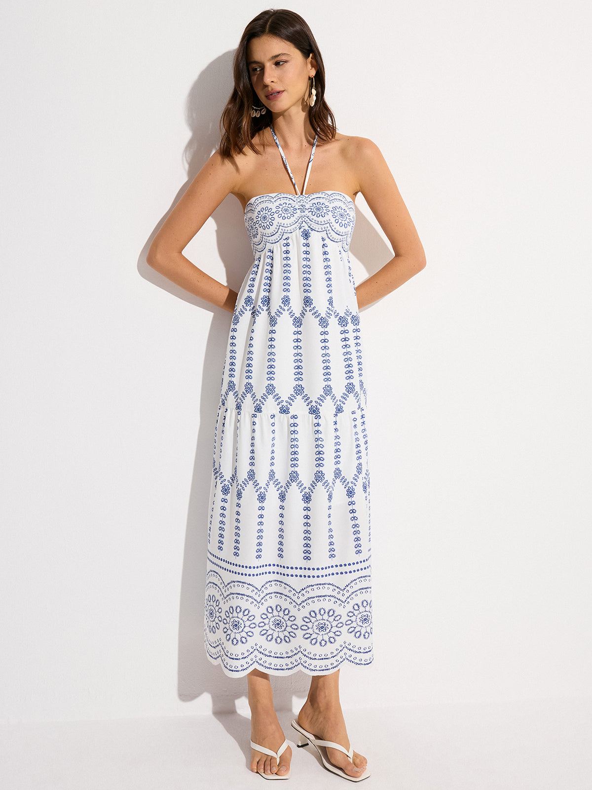 Halter Backless Maxi Dress-Chicvia