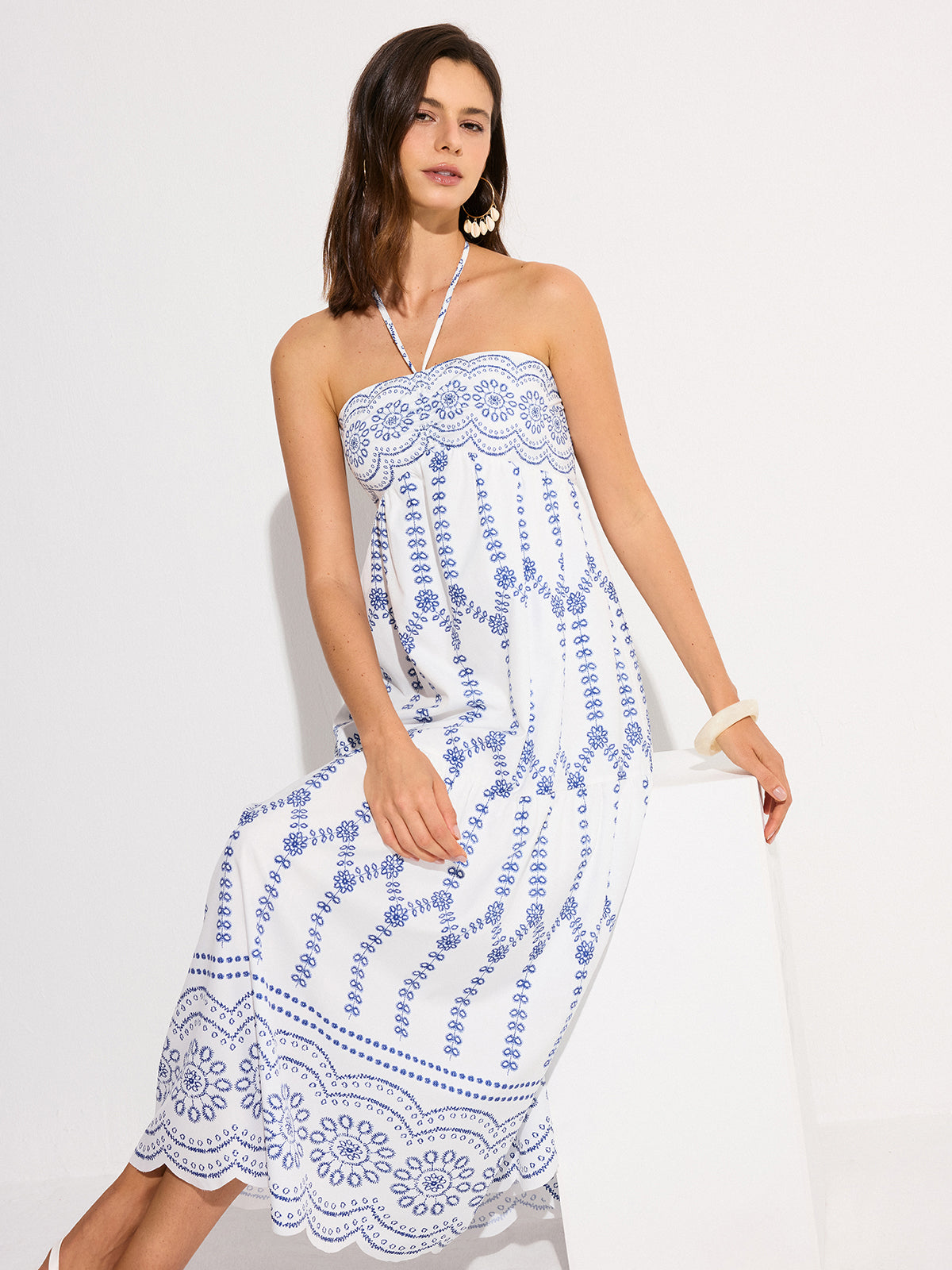 Halter Backless Maxi Dress-Chicvia