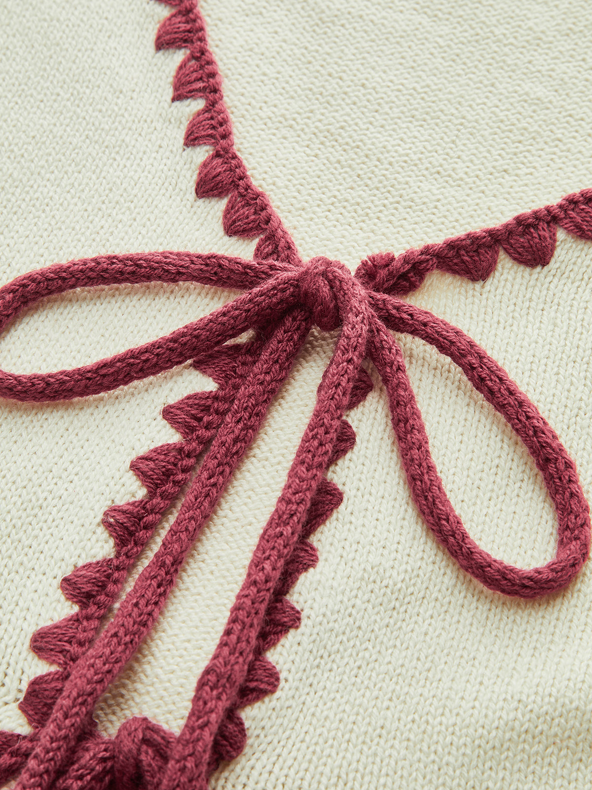 Contrast Trim Tie-Front Knit Vest-Chicvia