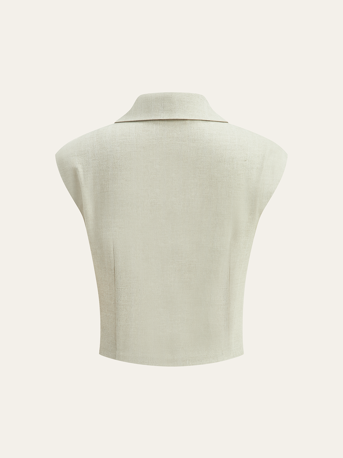 Linen Blend Cropped Blouse with Cross Wrap Detail-Chicvia