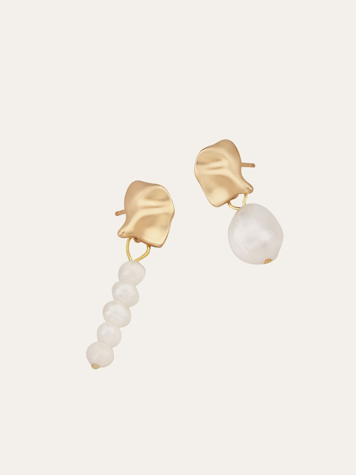 Irregular Metal & Pearl Earrings-Chicvia