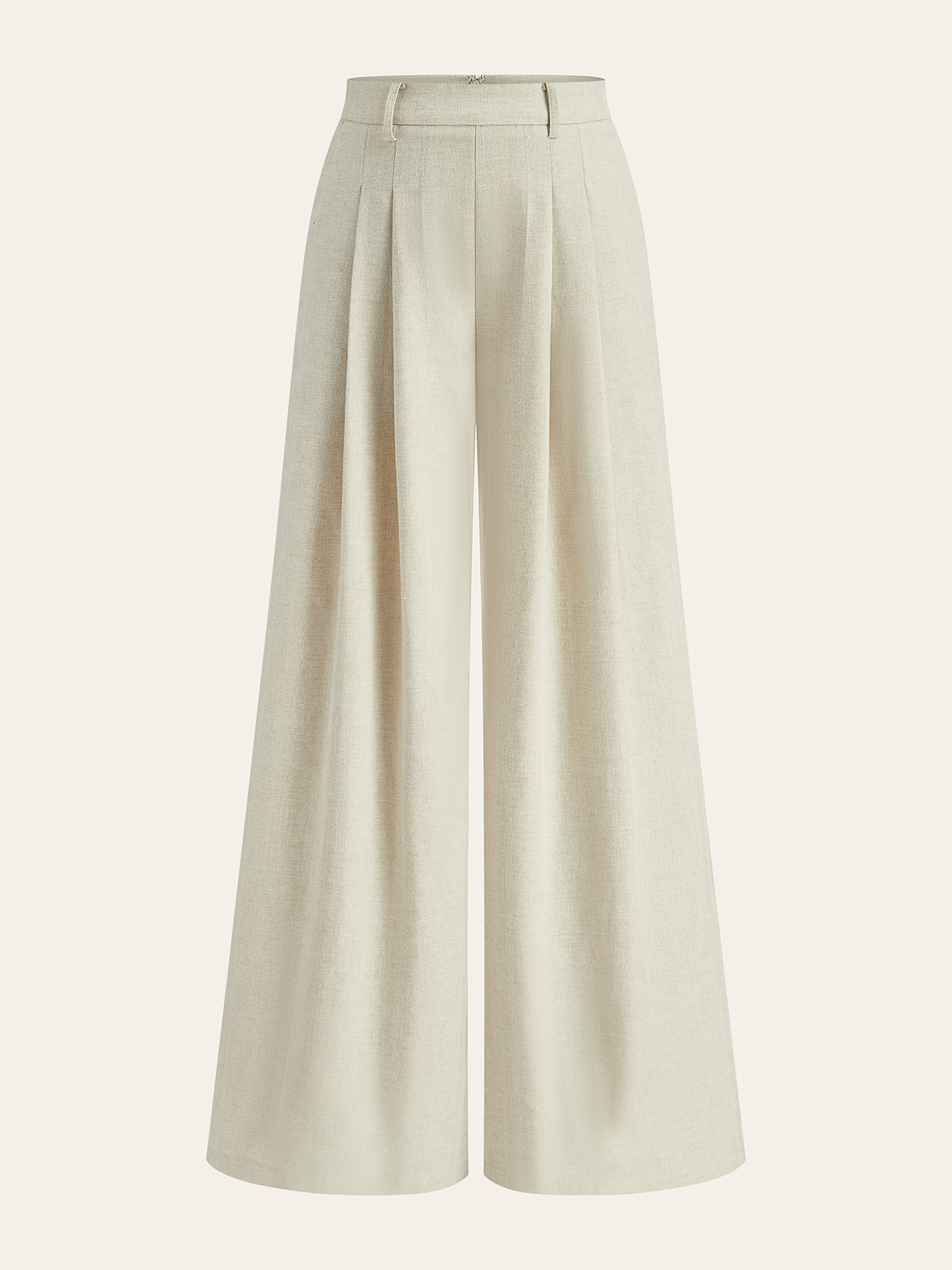 Linen Blend Wide-Leg Pants-Chicvia