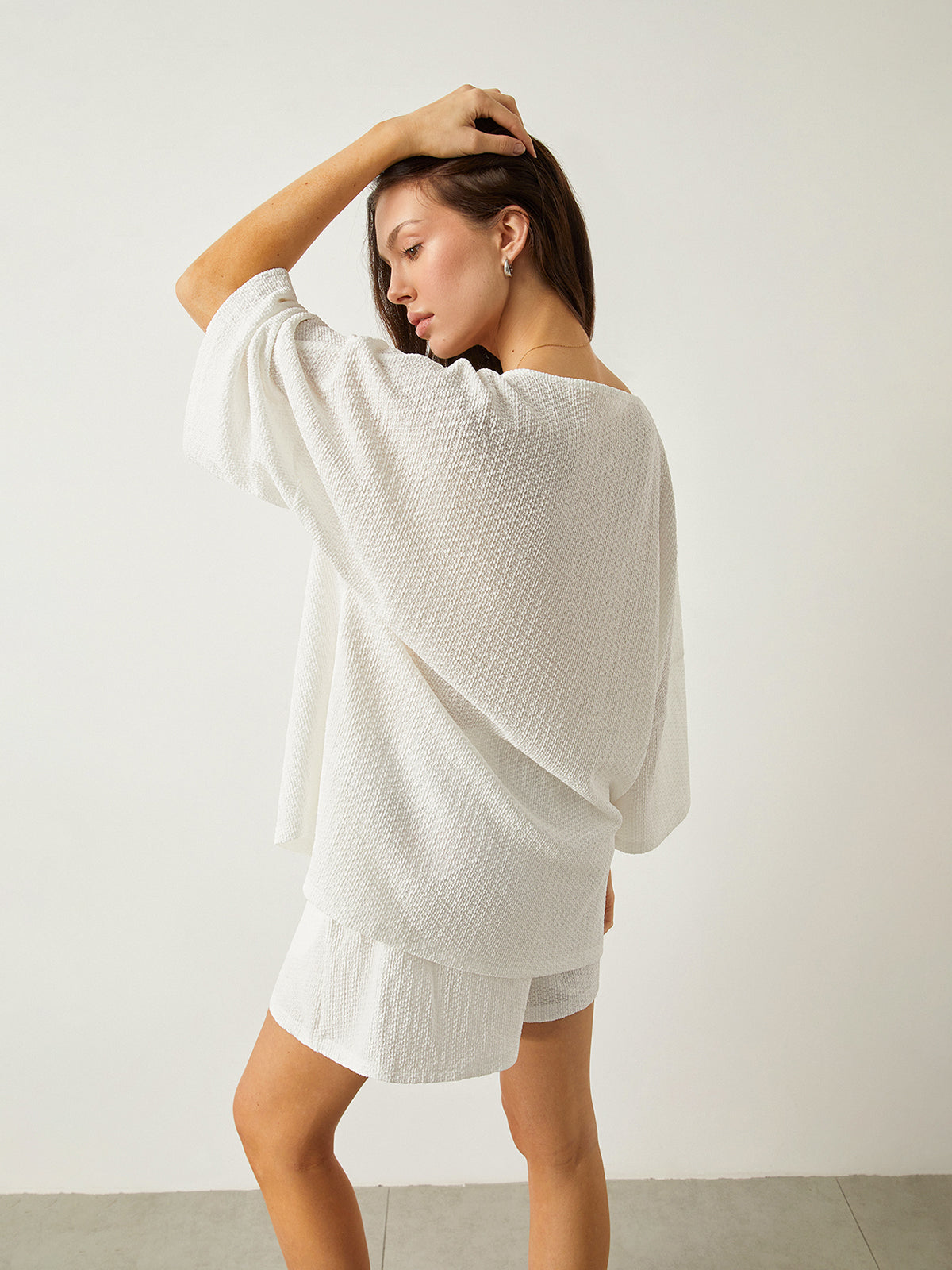 Button-Front Loose-Fit Shorts Set-Chicvia