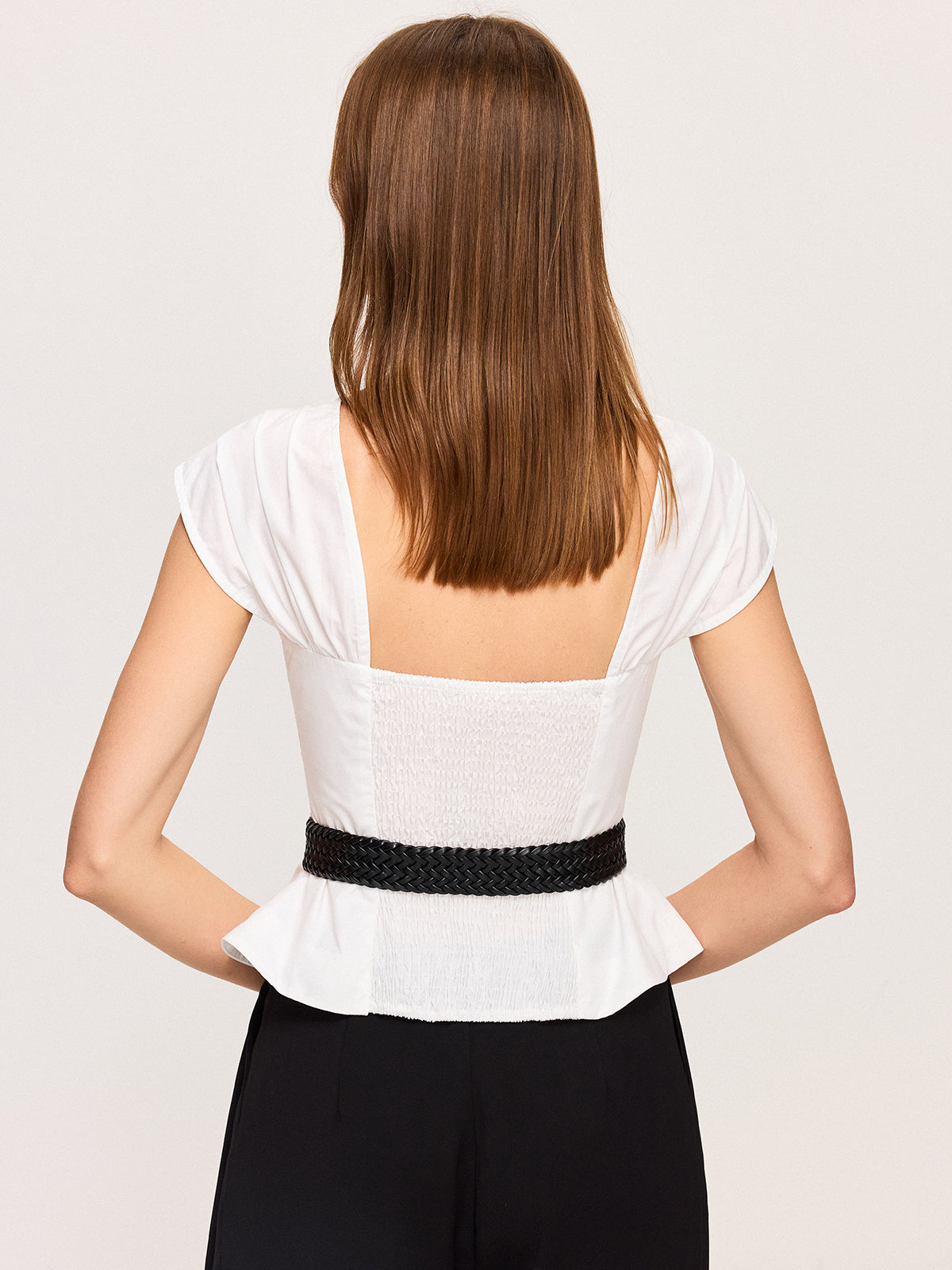 Belted Ruched Top-Chicvia