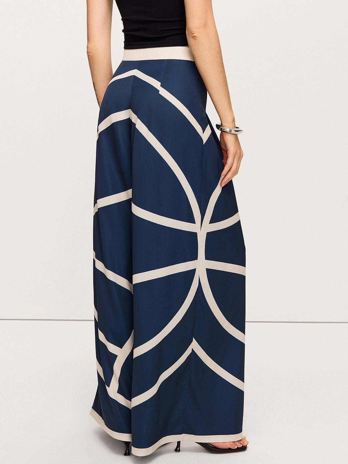 High-Waisted Wide-Leg Striped Pants-Chicvia