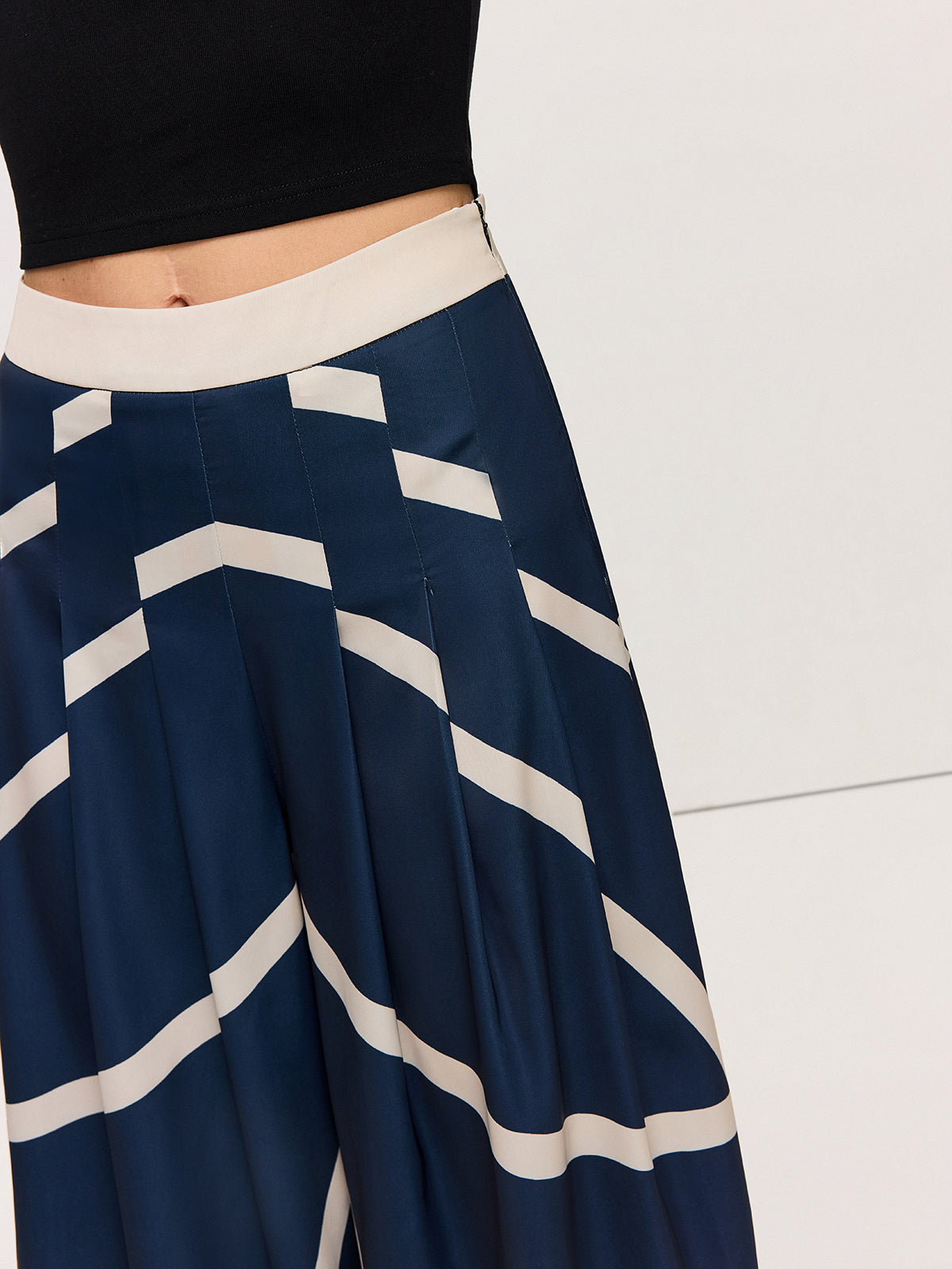 High-Waisted Wide-Leg Striped Pants-Chicvia