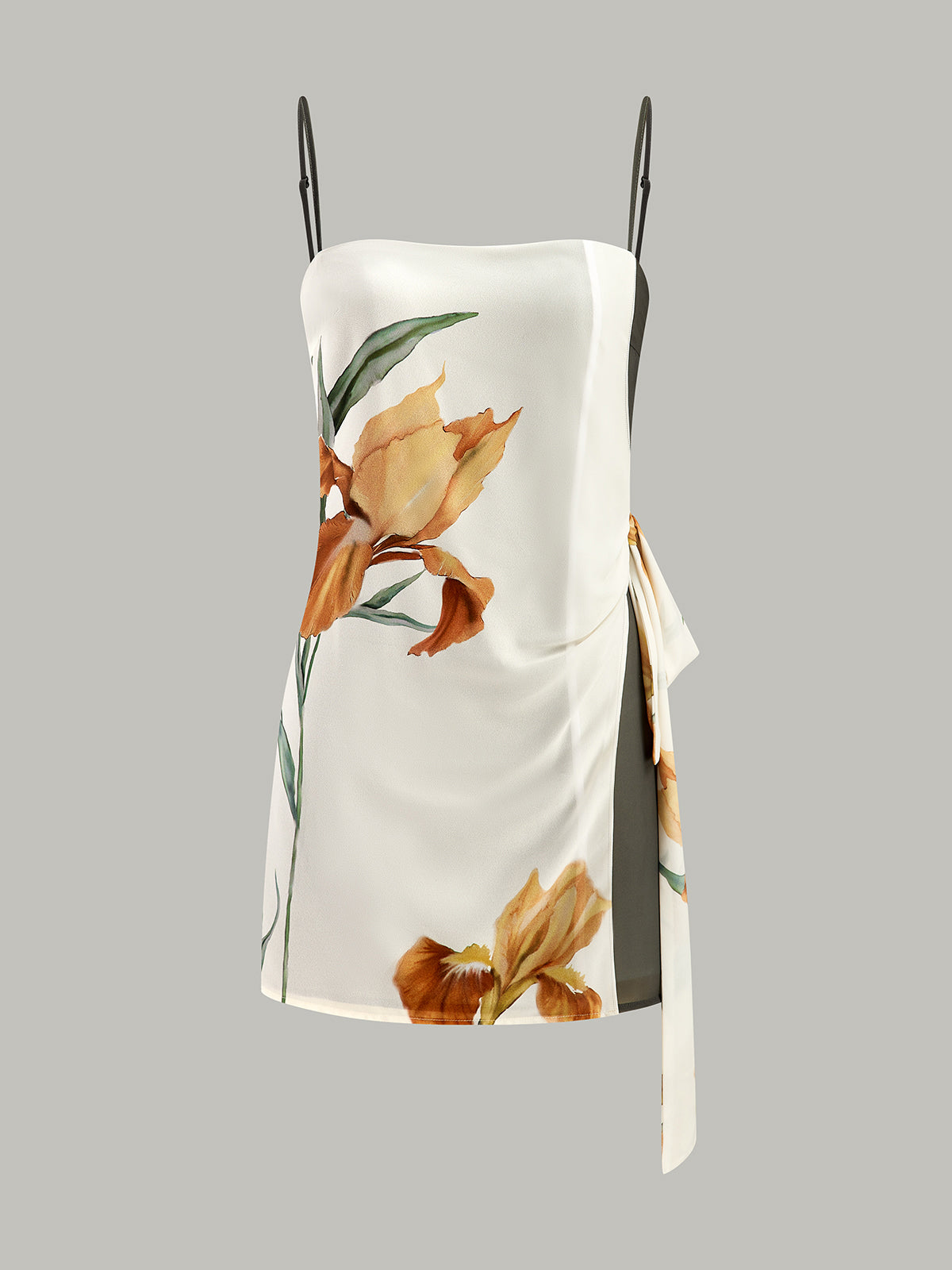 Floral Print Side Tie Cami Dress-Chicvia