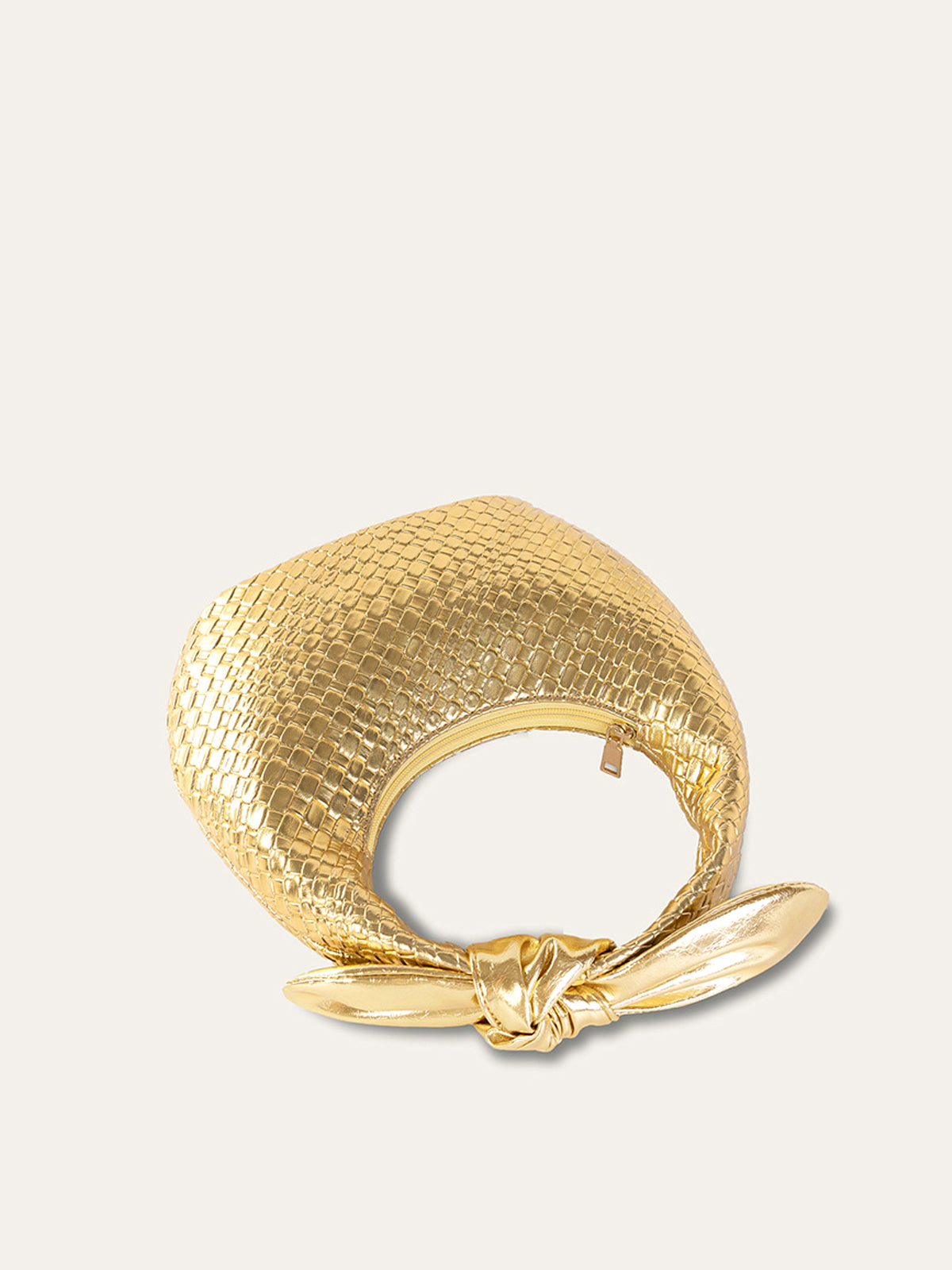 Golden Woven Knot Handle Bag-Chicvia