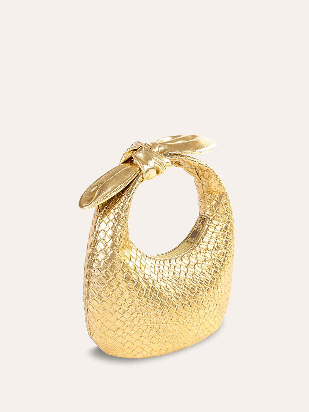 Golden Woven Knot Handle Bag-Chicvia