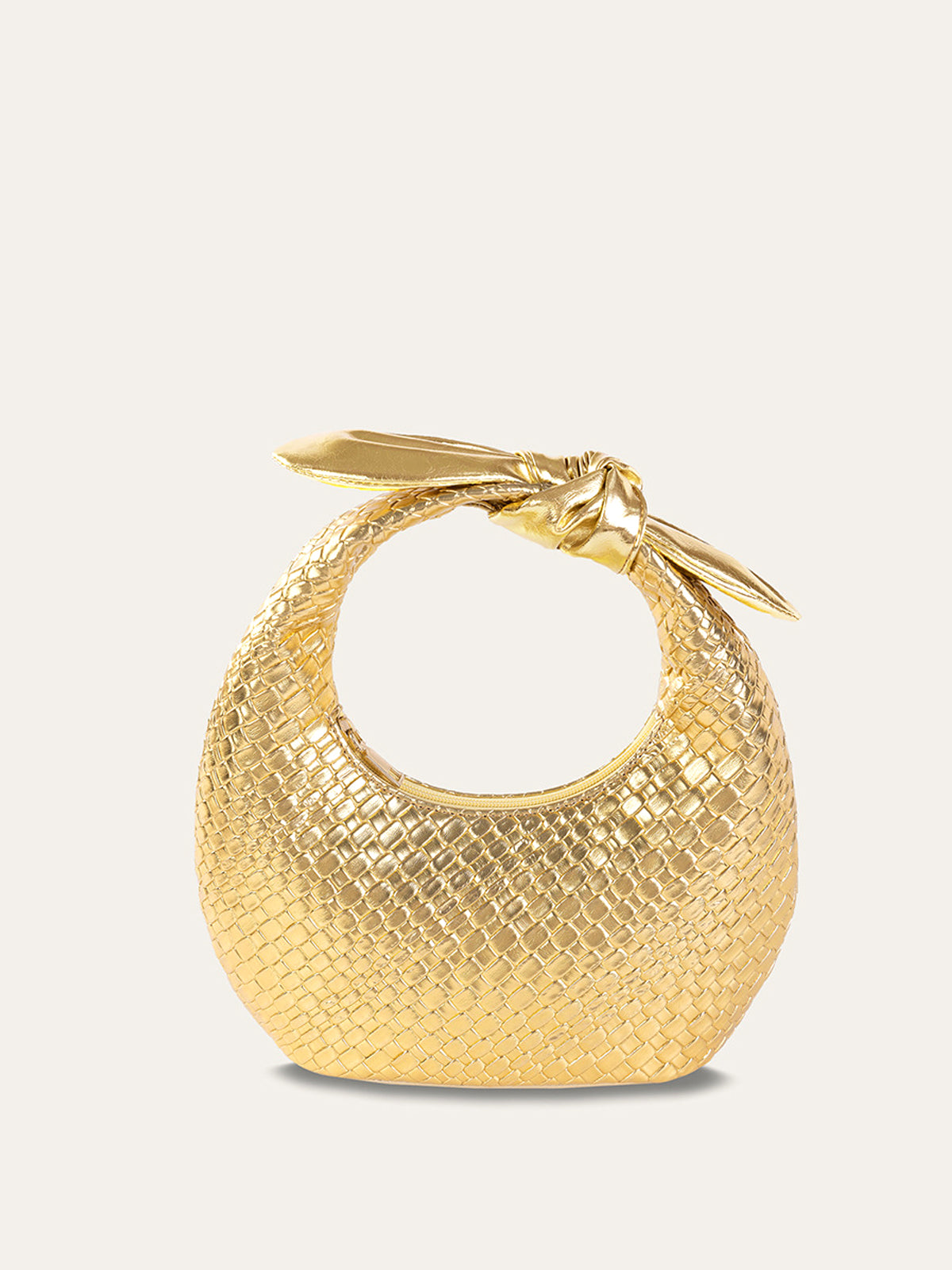 Golden Woven Knot Handle Bag-Chicvia
