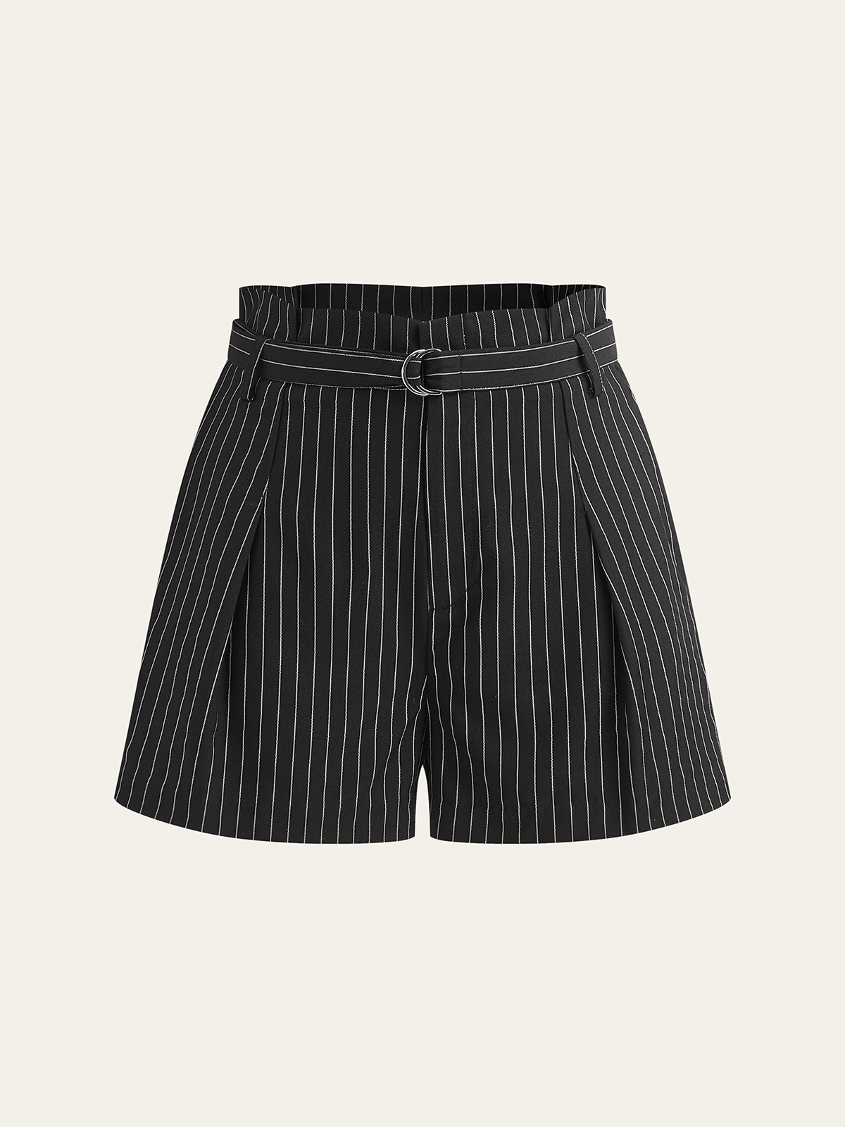 Belted Striped Shorts-Chicvia