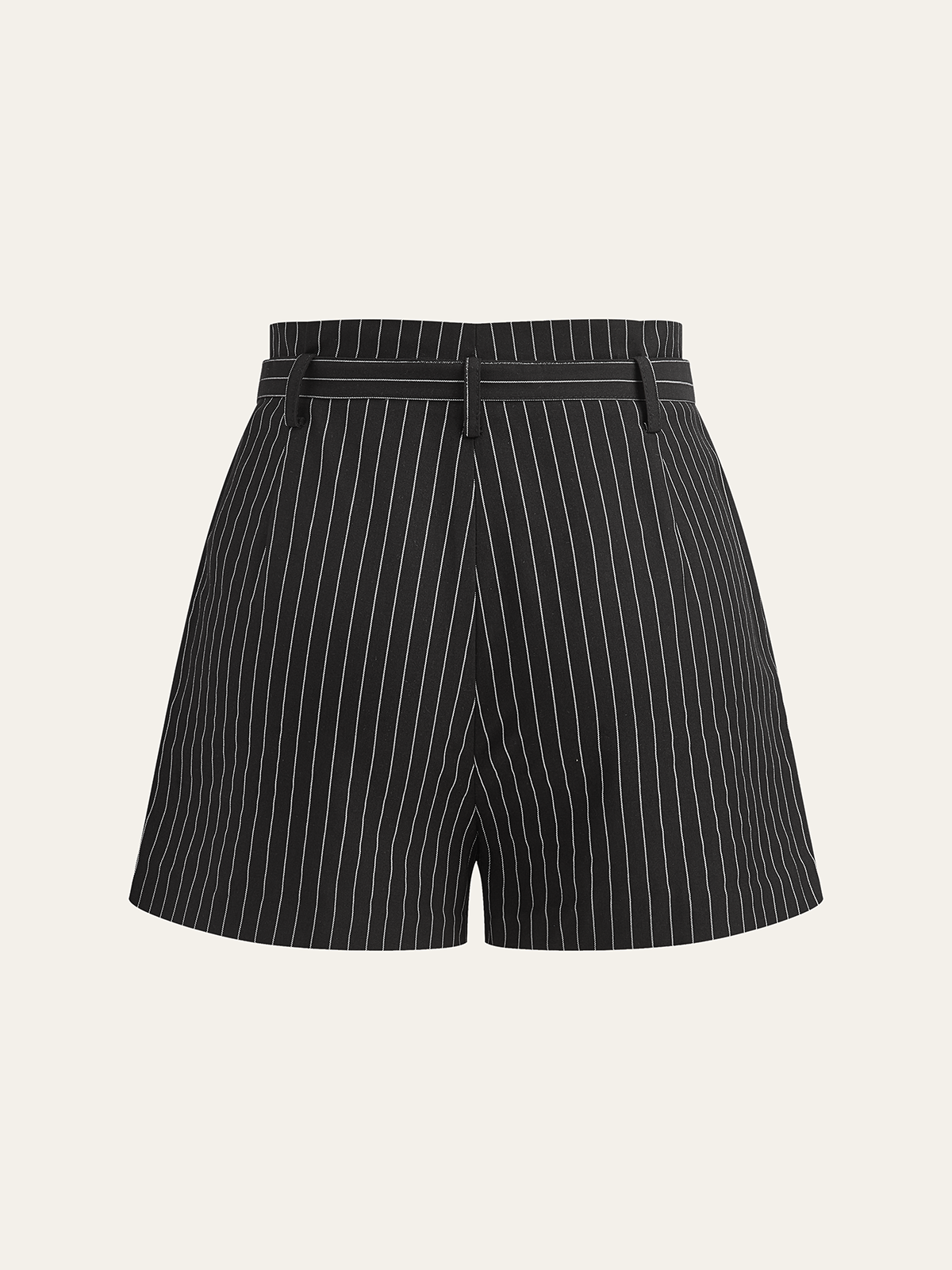 Belted Striped Shorts-Chicvia