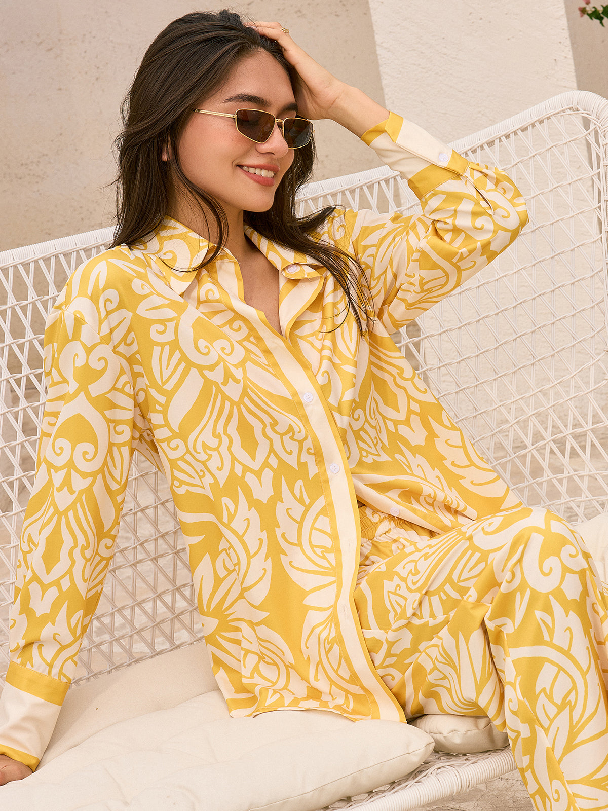 Oversized Patterned Shirt-Chicvia