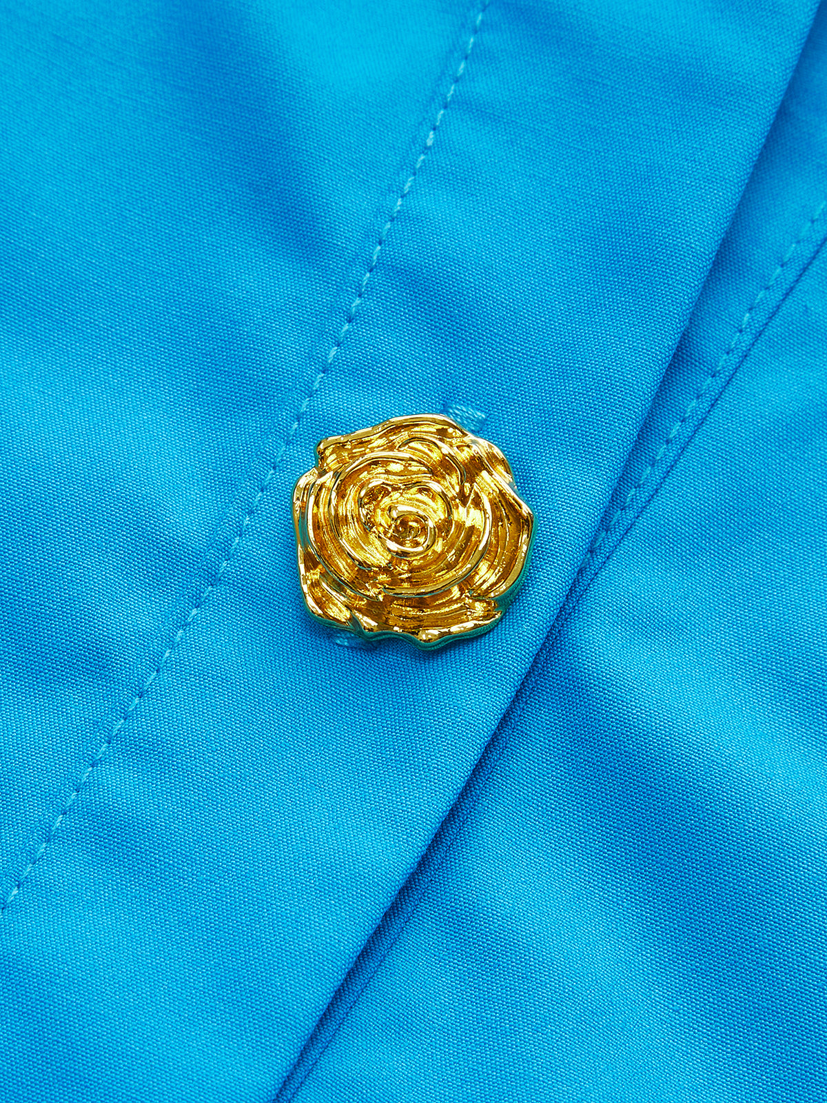 Pocketed Button-Up Blouse with Front Knot-Chicvia