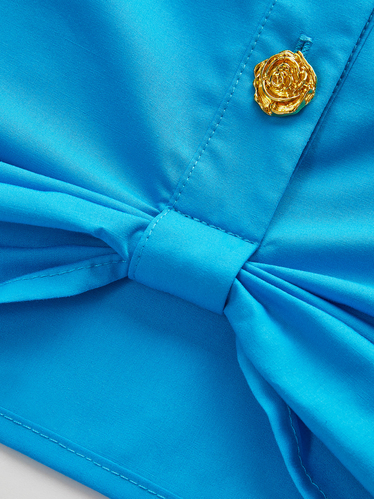 Pocketed Button-Up Blouse with Front Knot-Chicvia