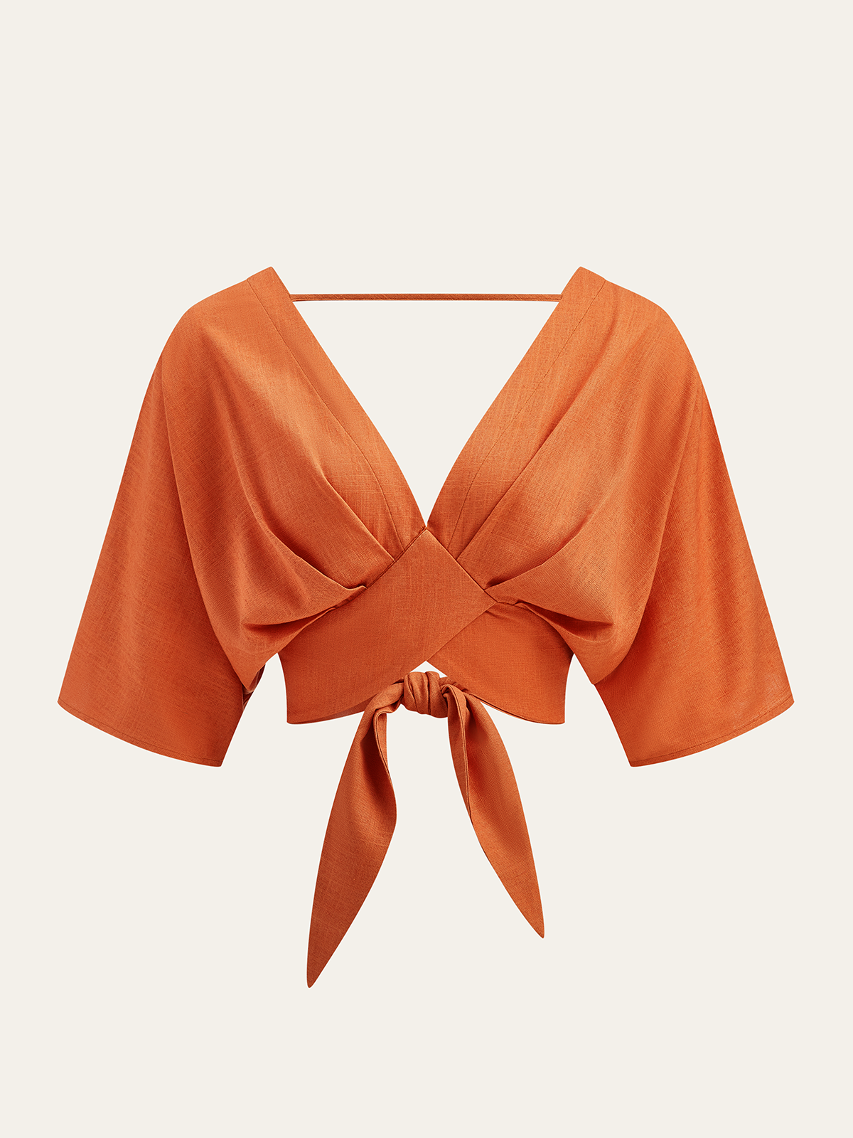 Cotton & Linen Criss-Cross Front Blouse-Chicvia