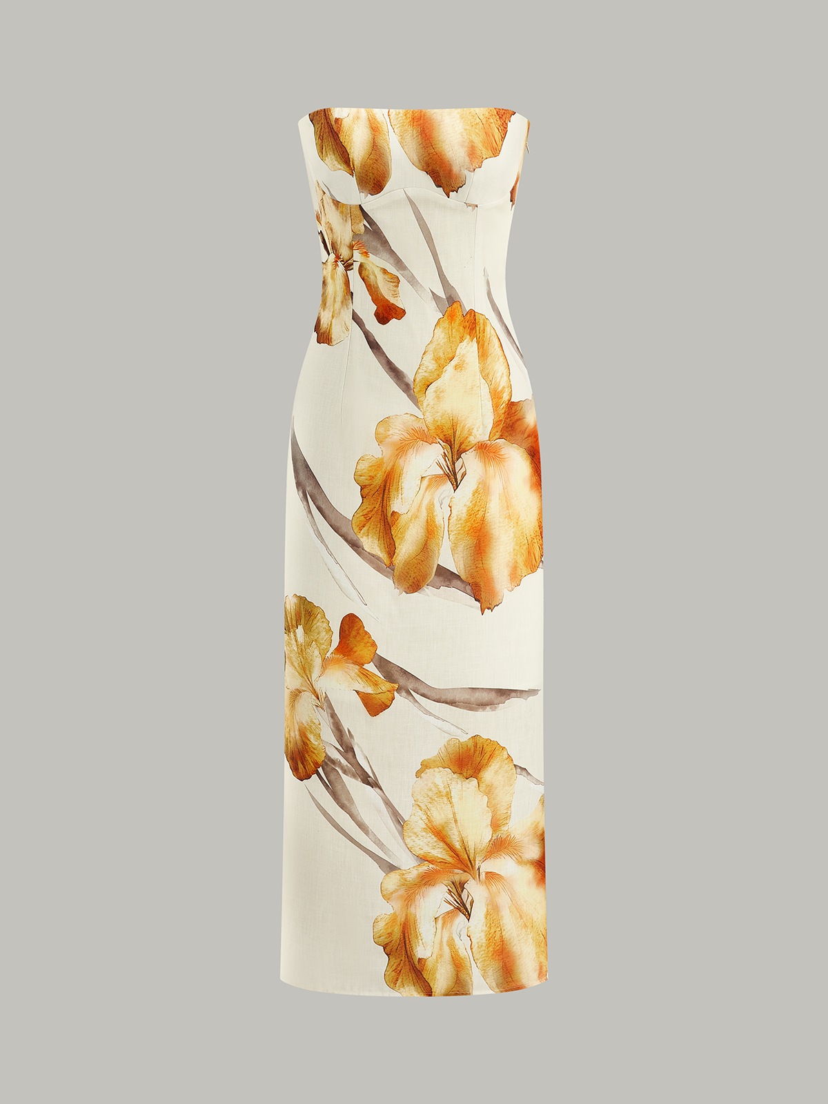 Floral-Print Midi Dress-Chicvia