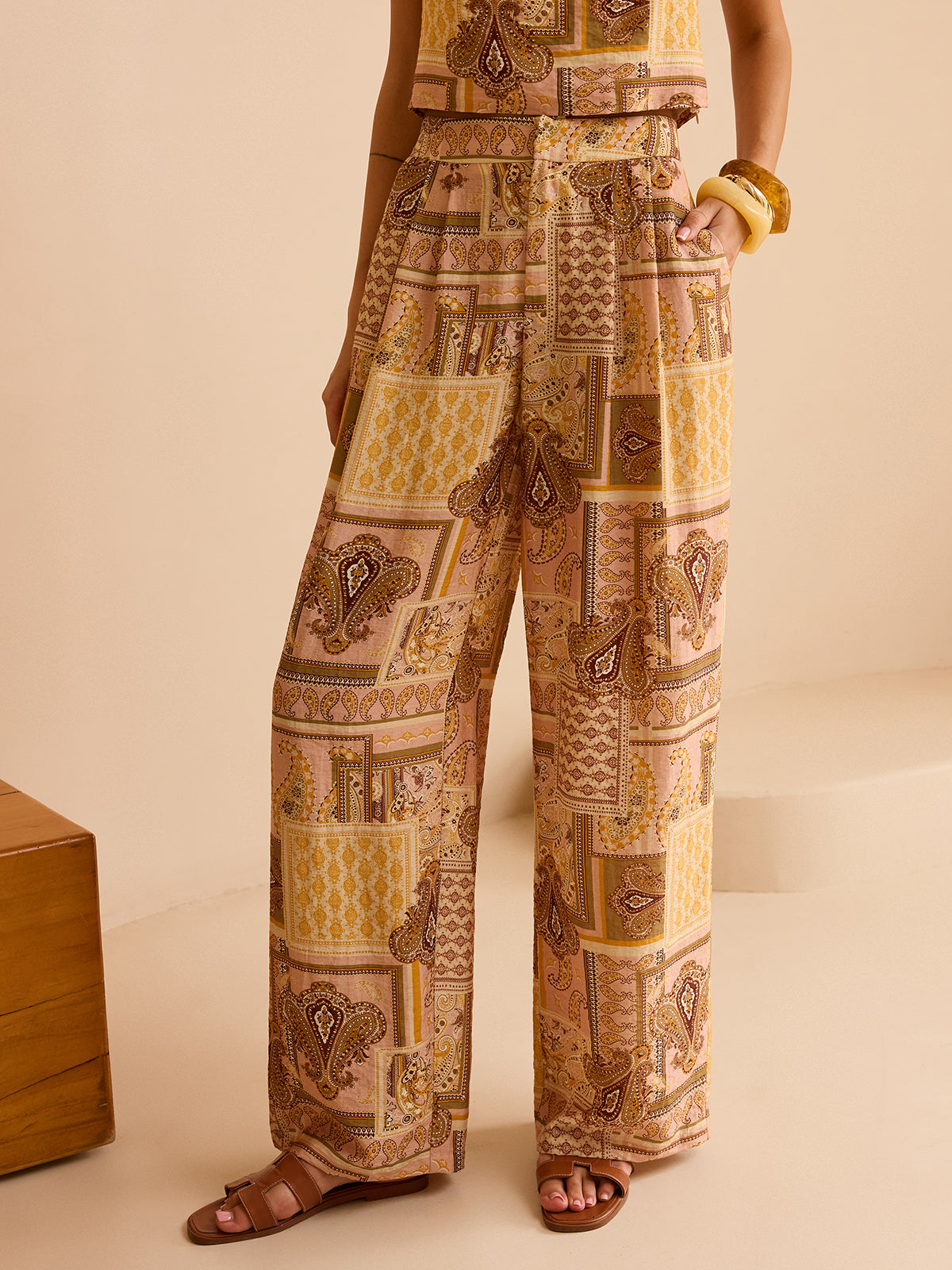 Ethnic Print Pants Set-Chicvia